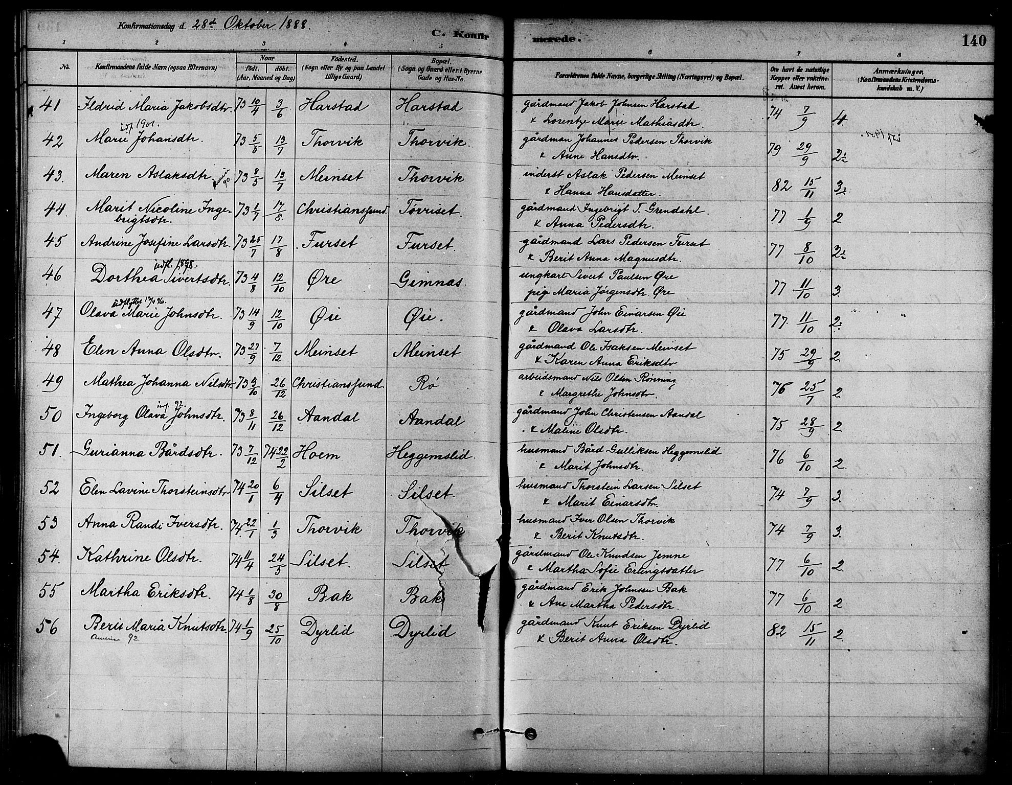 Ministerialprotokoller, klokkerbøker og fødselsregistre - Møre og Romsdal, SAT/A-1454/584/L0967: Ministerialbok nr. 584A07, 1879-1894, s. 140