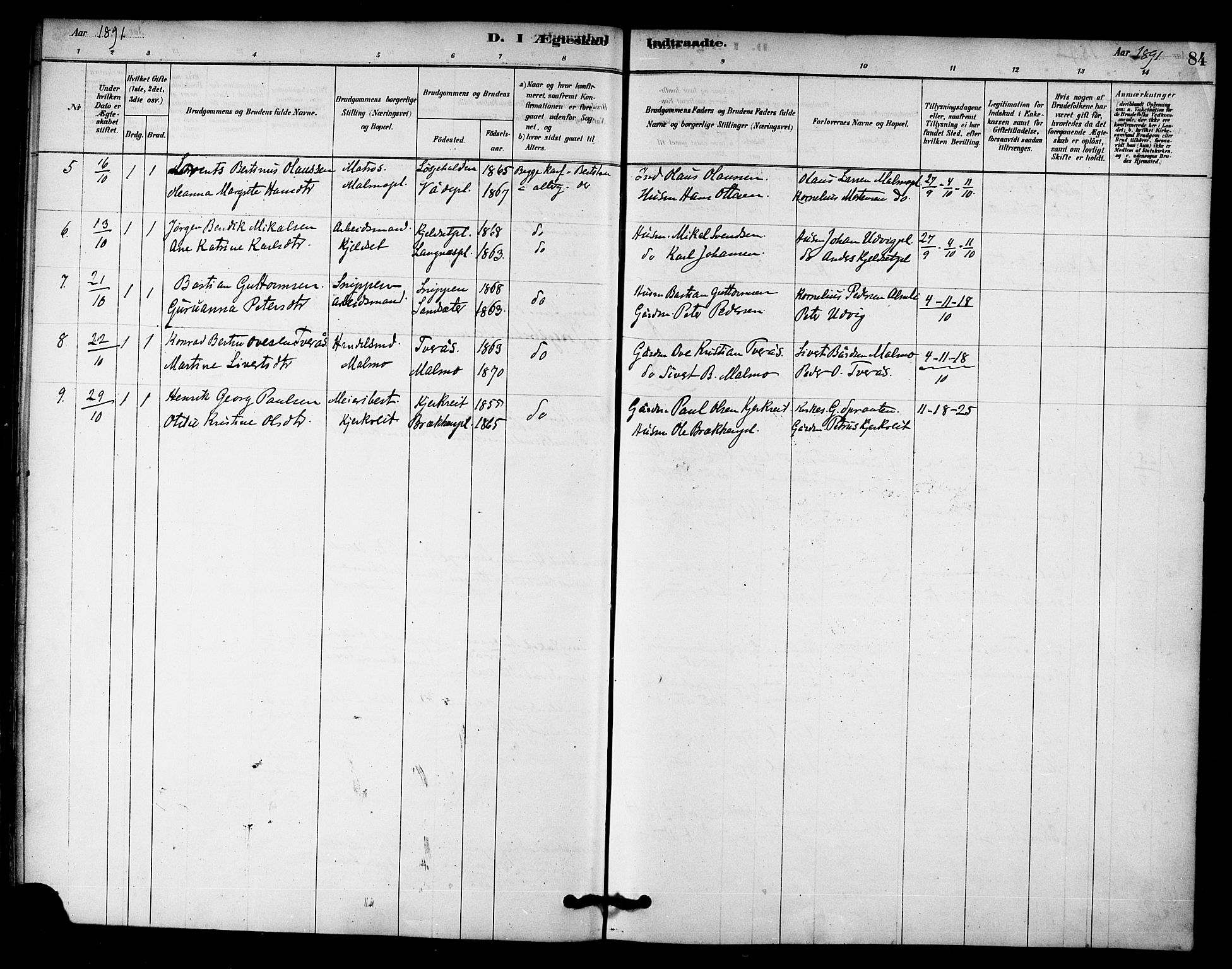 Ministerialprotokoller, klokkerbøker og fødselsregistre - Nord-Trøndelag, SAT/A-1458/745/L0429: Ministerialbok nr. 745A01, 1878-1894, s. 84