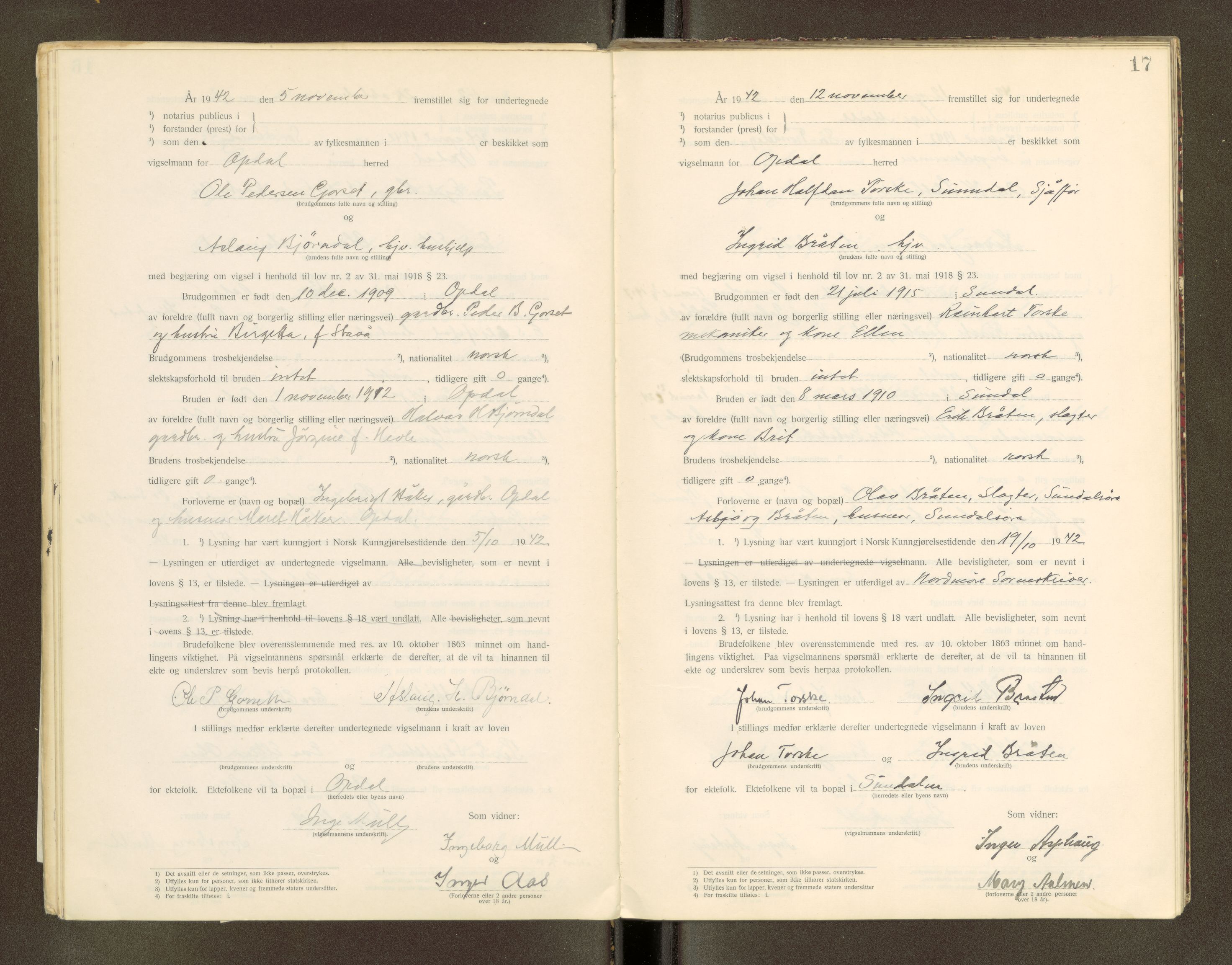 Orkdal sorenskriveri, SAT/A-4169/1/6/6D/L0007: Lysingsbok, 1919-1945, s. 17