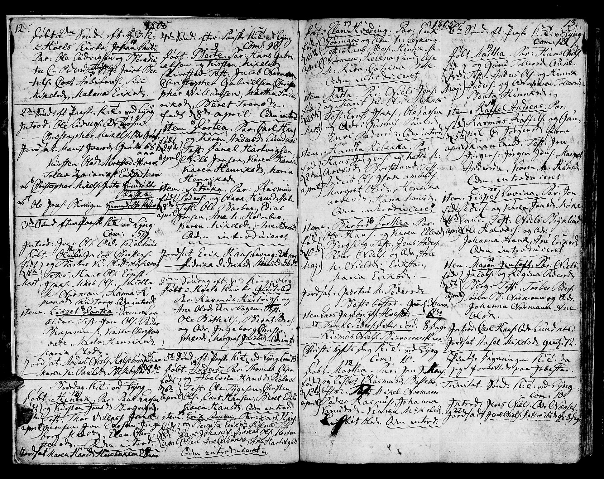 Trondenes sokneprestkontor, AV/SATØ-S-1319/H/Ha/L0005kirke: Ministerialbok nr. 5, 1804-1820, s. 12-13