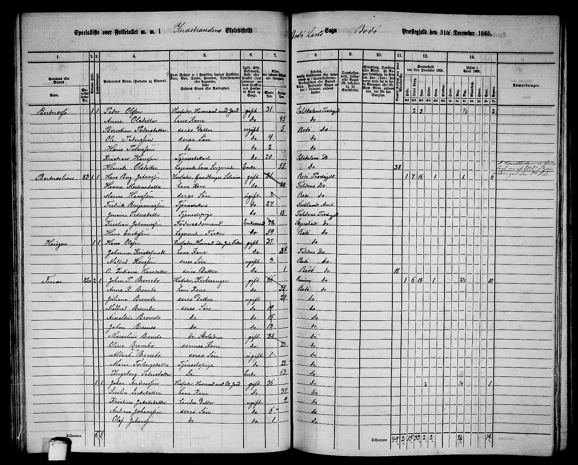 RA, Folketelling 1865 for 1843L Bodø prestegjeld, Bodø landsokn, 1865, s. 57