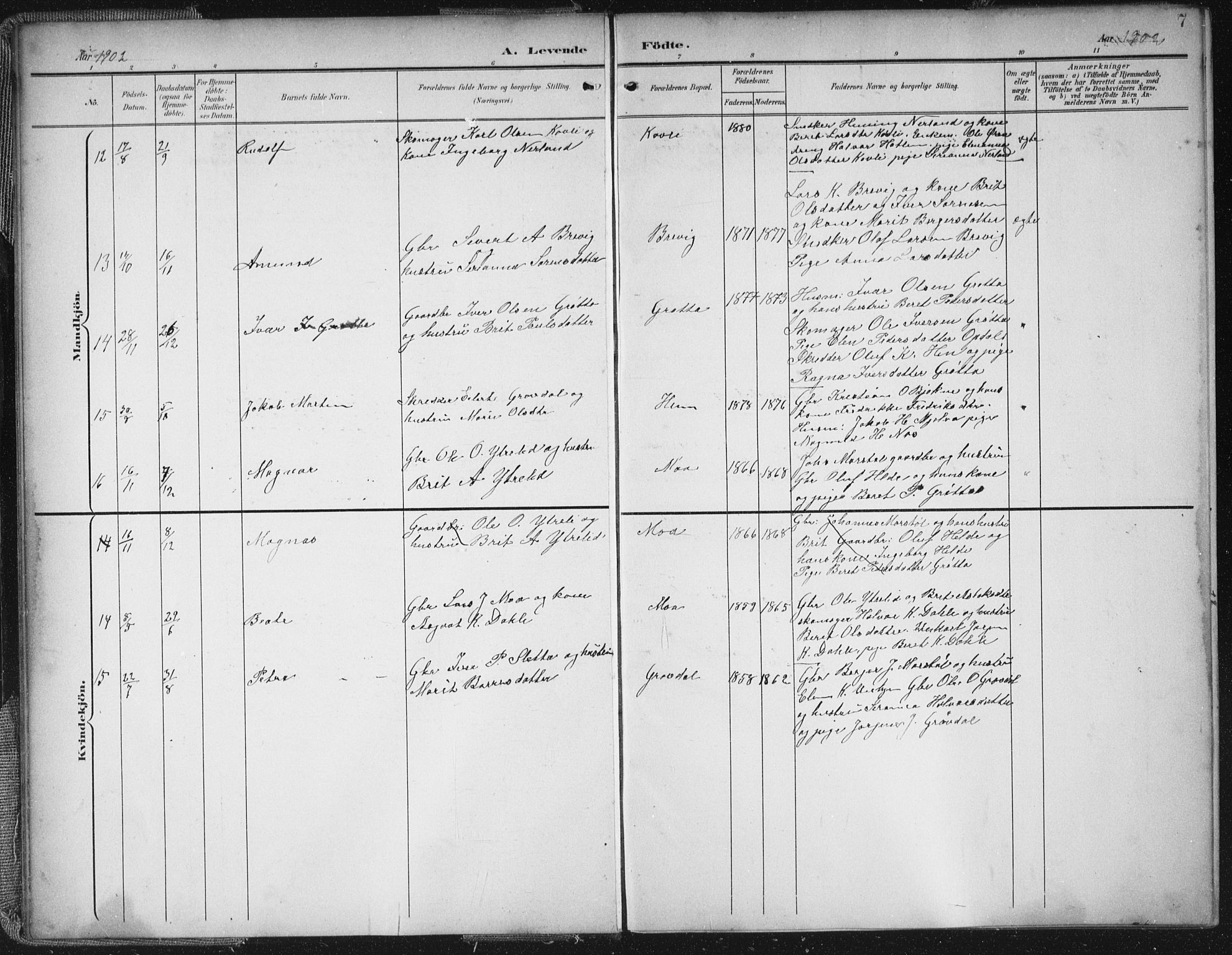 Ministerialprotokoller, klokkerbøker og fødselsregistre - Møre og Romsdal, AV/SAT-A-1454/545/L0589: Klokkerbok nr. 545C03, 1902-1937, s. 7