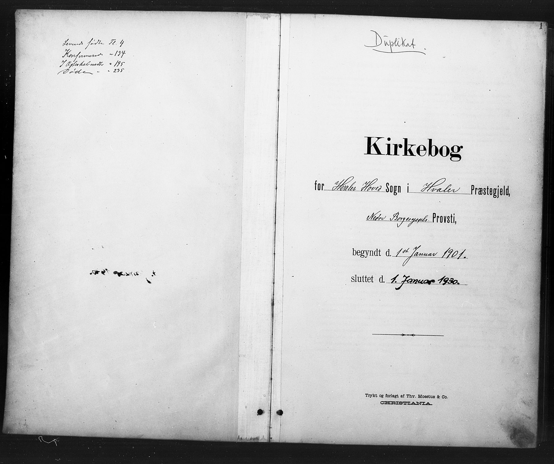 Hvaler prestekontor Kirkebøker, AV/SAO-A-2001/G/Ga/L0001: Klokkerbok nr. I 1, 1901-1930, s. 1