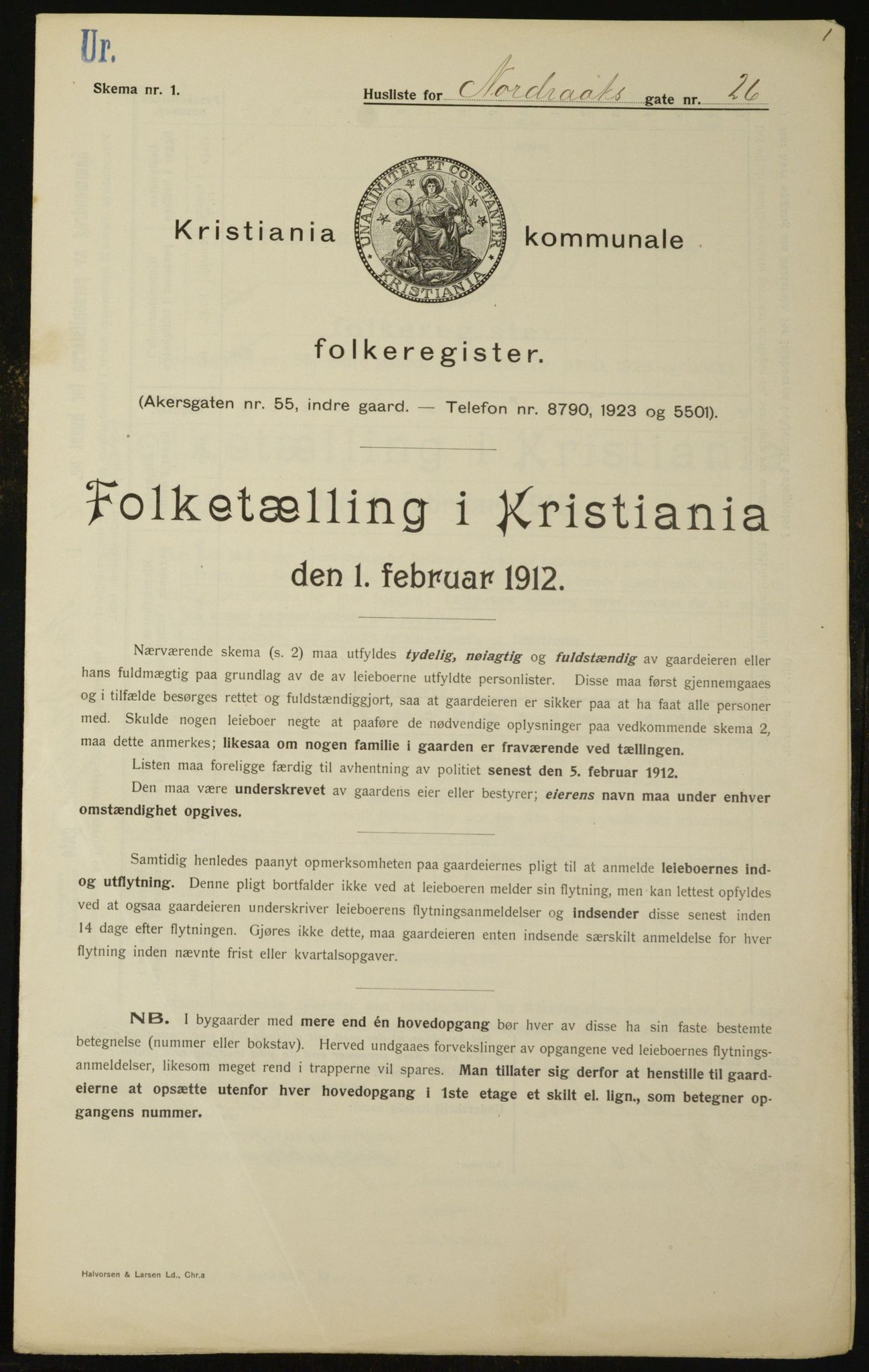 OBA, Kommunal folketelling 1.2.1912 for Kristiania, 1912, s. 74094