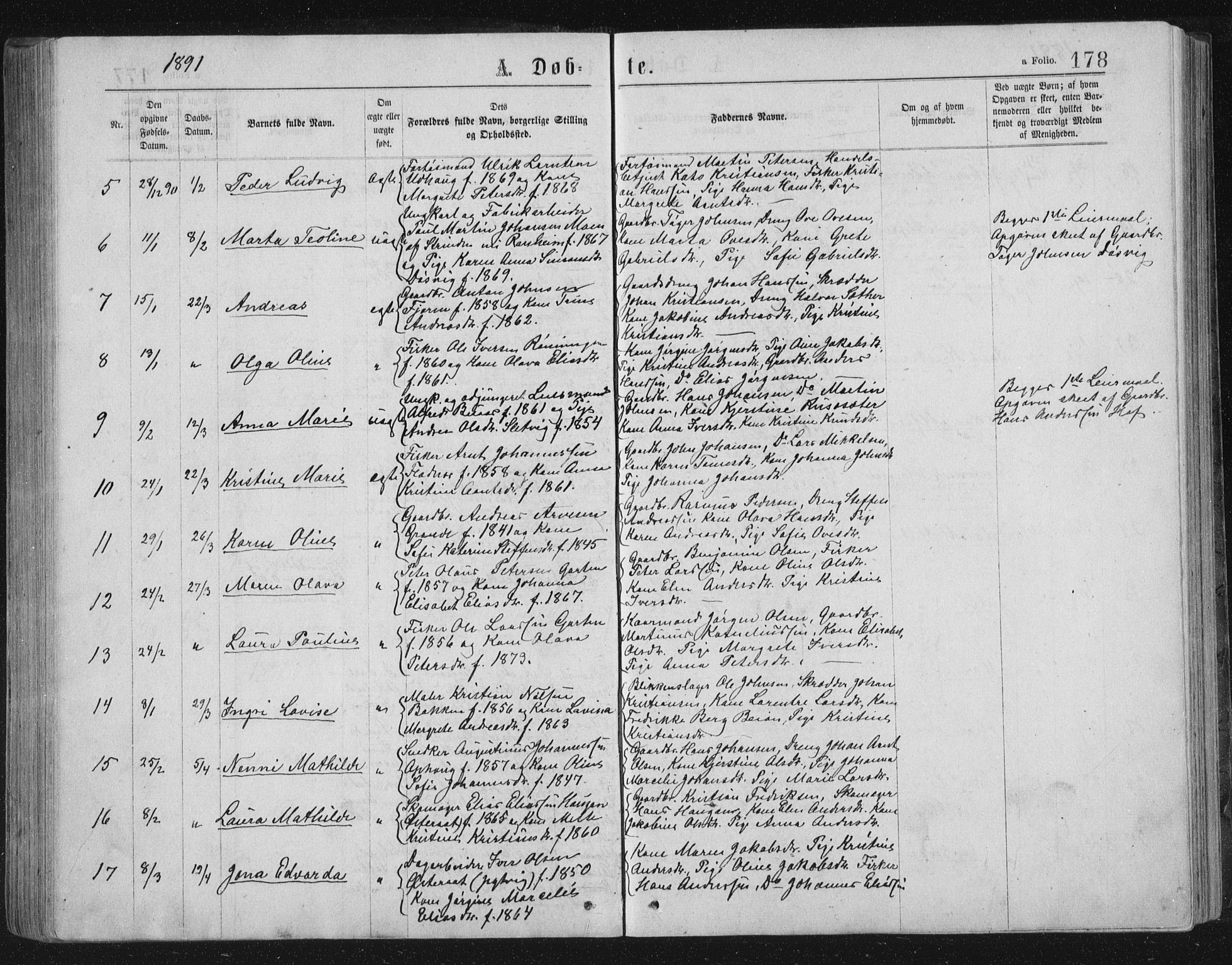 Ministerialprotokoller, klokkerbøker og fødselsregistre - Sør-Trøndelag, AV/SAT-A-1456/659/L0745: Klokkerbok nr. 659C02, 1869-1892, s. 178