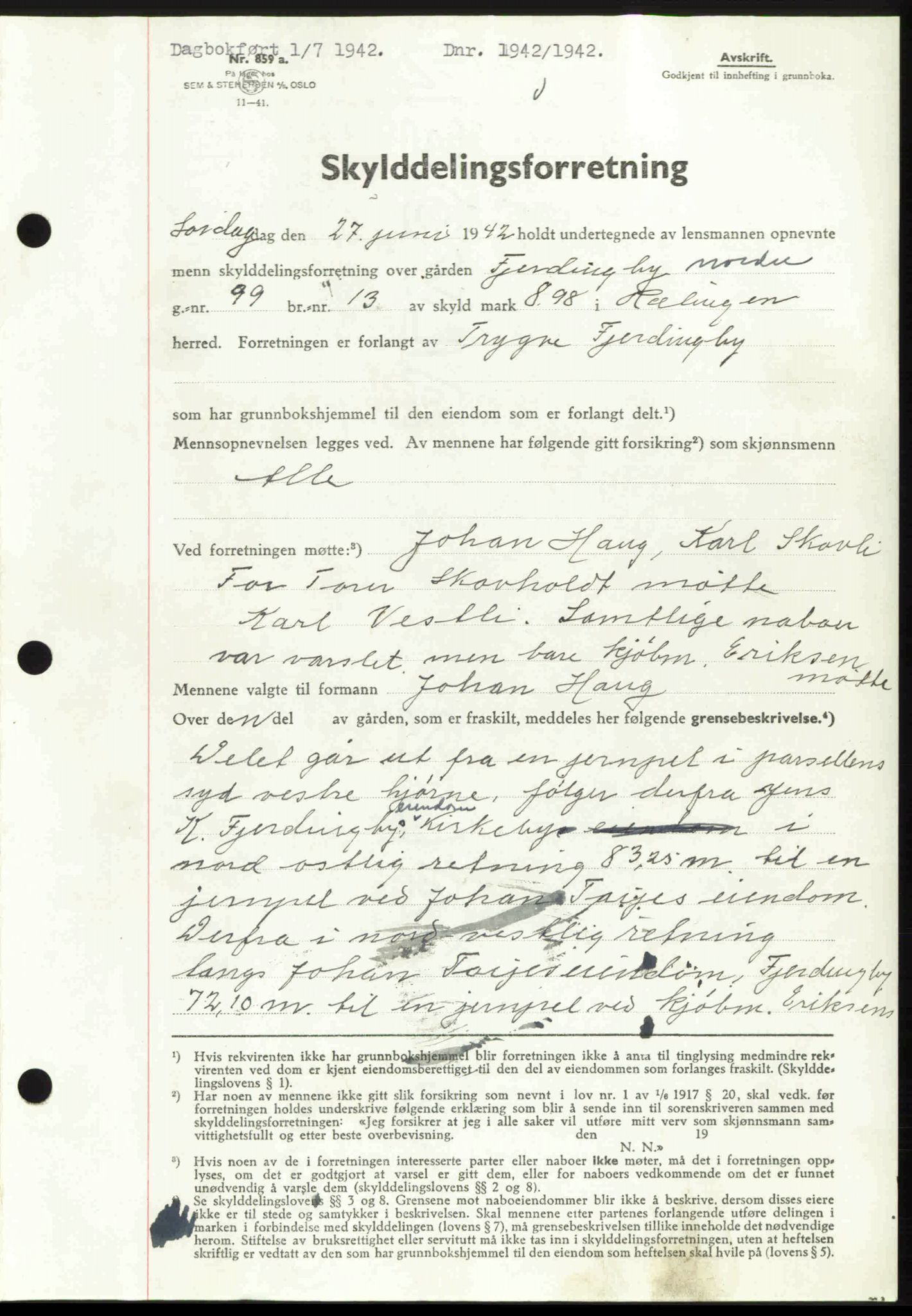 Nedre Romerike sorenskriveri, AV/SAO-A-10469/G/Gb/Gbd/L0008: Pantebok nr. 8, 1942-1942, Dagboknr: 1942/1942