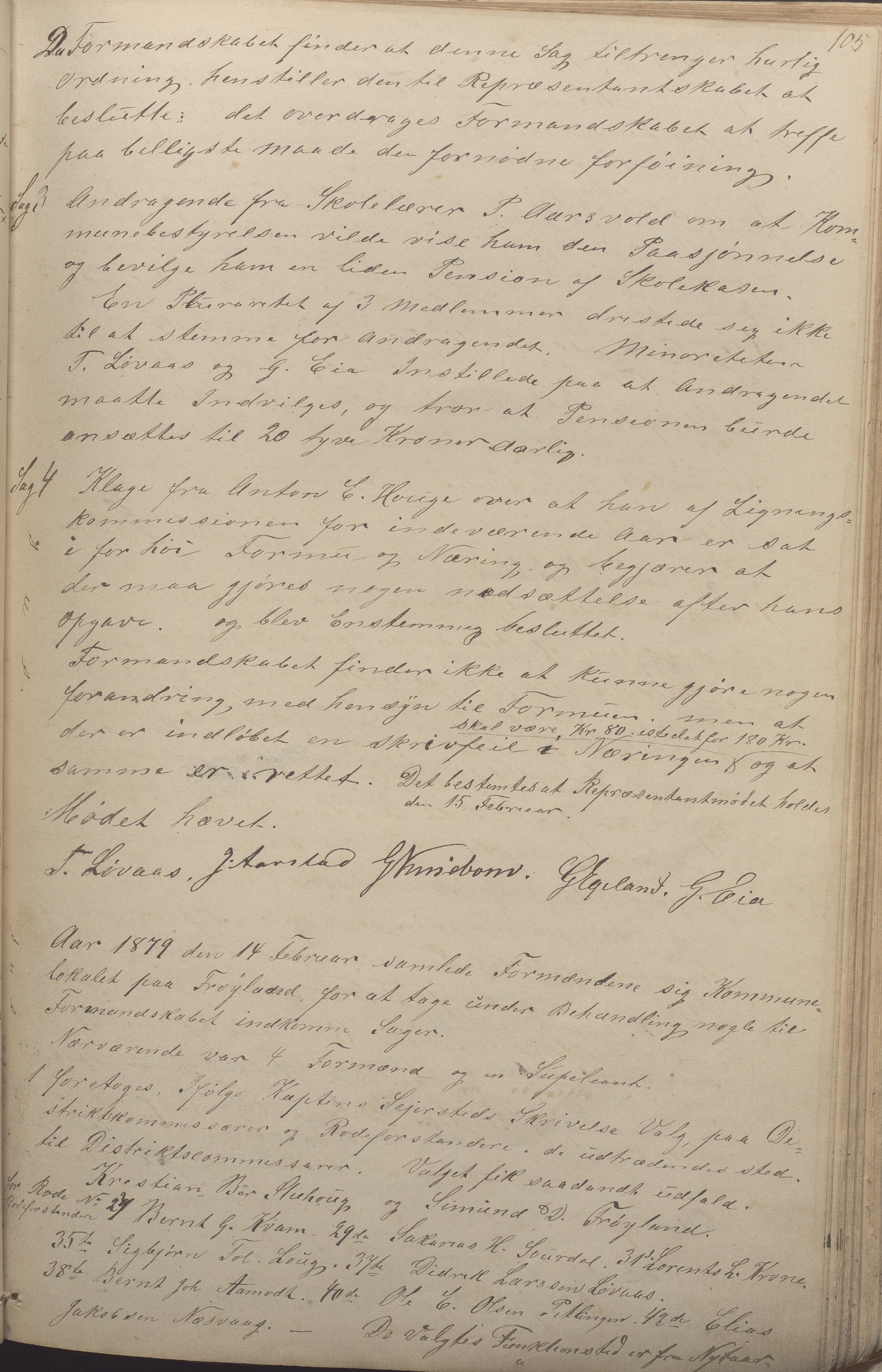 Sokndal kommune - Formannskapet/Sentraladministrasjonen, IKAR/K-101099/A/L0001: Forhandlingsprotokoll, 1863-1886, s. 105a