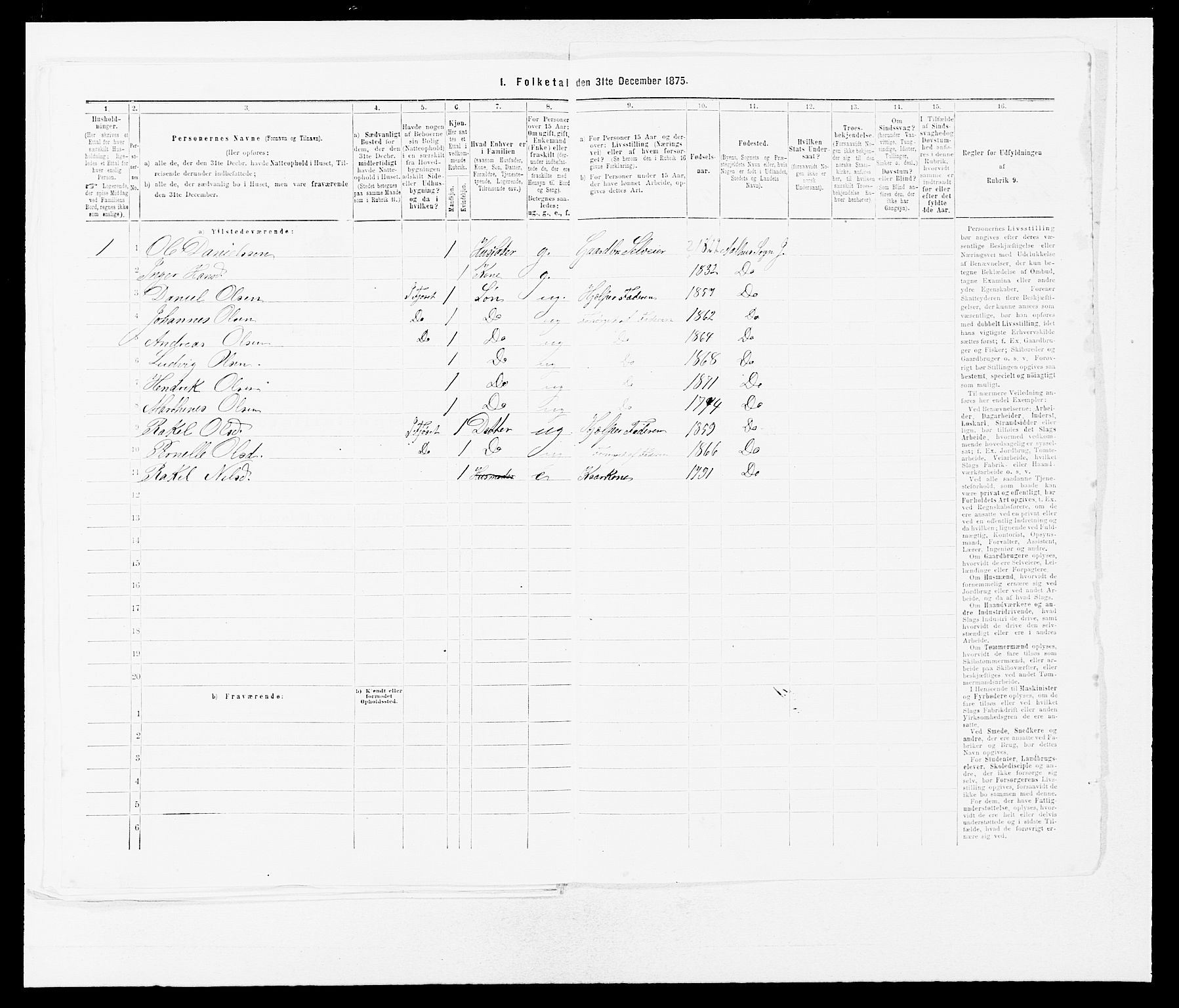 SAB, Folketelling 1875 for 1431P Jølster prestegjeld, 1875, s. 695