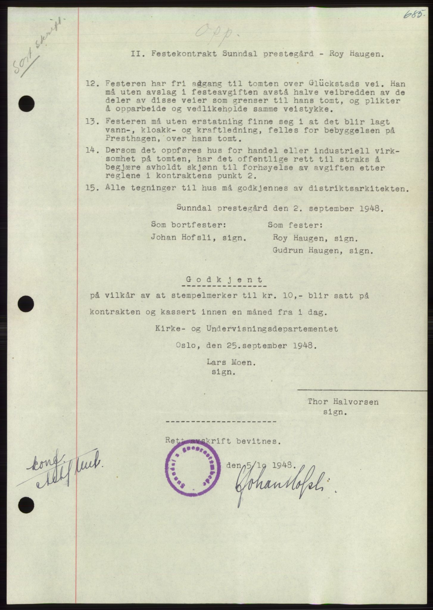 Nordmøre sorenskriveri, AV/SAT-A-4132/1/2/2Ca: Pantebok nr. B99, 1948-1948, Dagboknr: 2842/1948