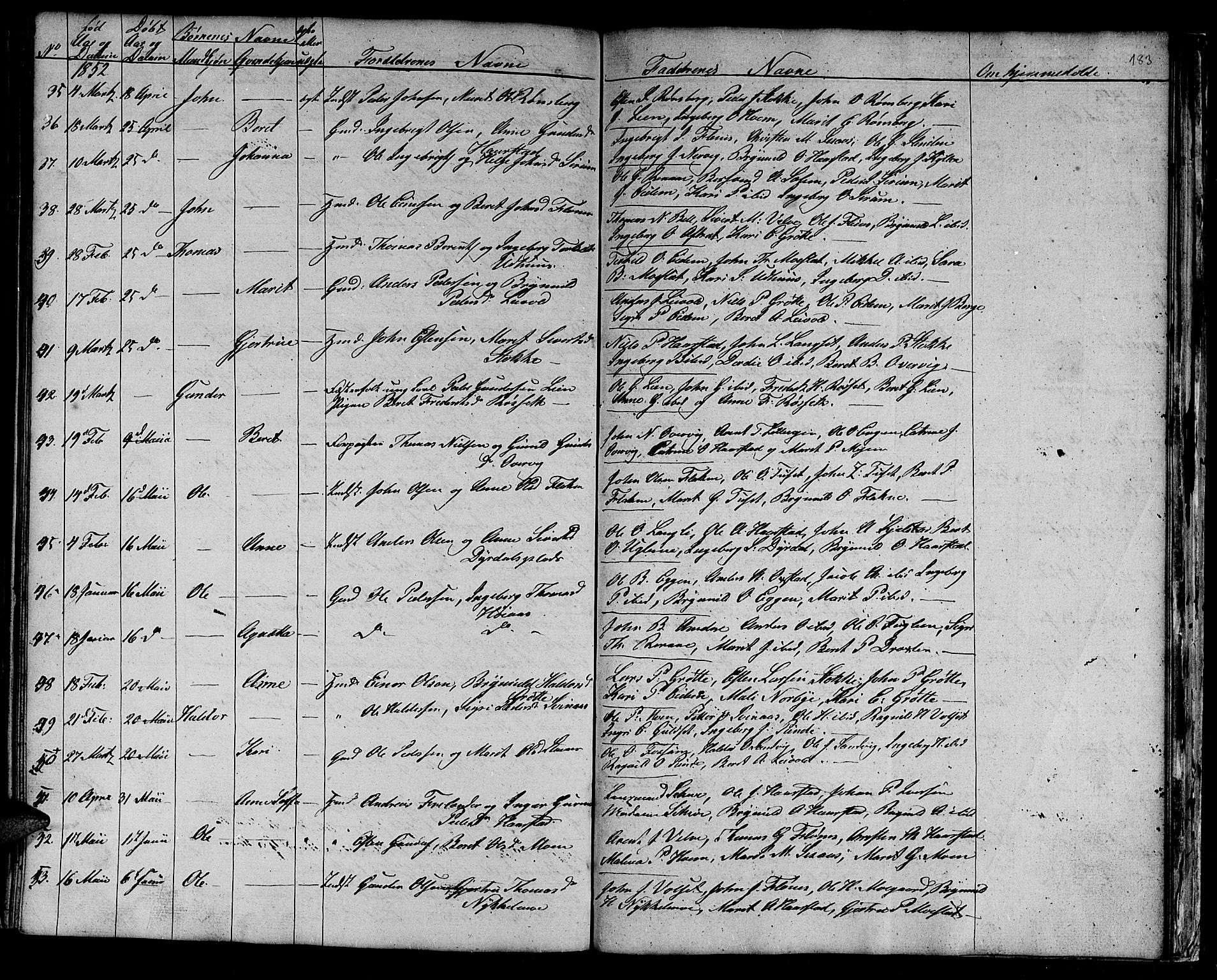 Ministerialprotokoller, klokkerbøker og fødselsregistre - Sør-Trøndelag, SAT/A-1456/695/L1154: Klokkerbok nr. 695C05, 1842-1858, s. 183