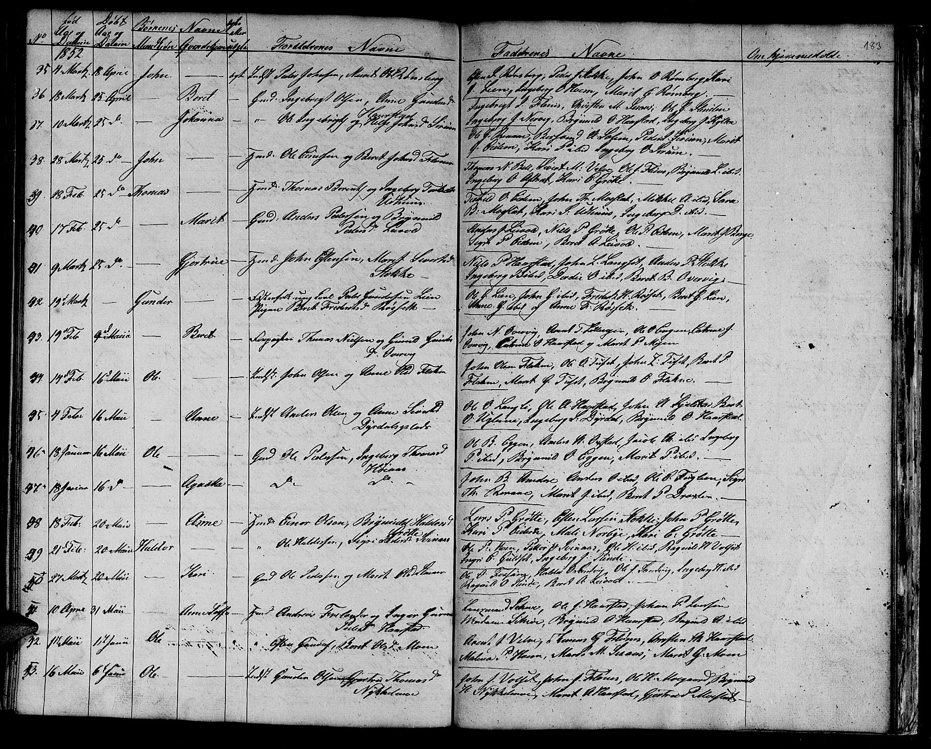 Ministerialprotokoller, klokkerbøker og fødselsregistre - Sør-Trøndelag, AV/SAT-A-1456/695/L1154: Klokkerbok nr. 695C05, 1842-1858, s. 183