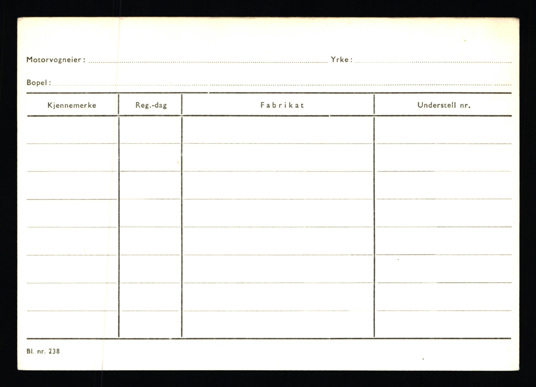Stavanger trafikkstasjon, AV/SAST-A-101942/0/G/L0002: Registreringsnummer: 5791 - 10405, 1930-1971, s. 238
