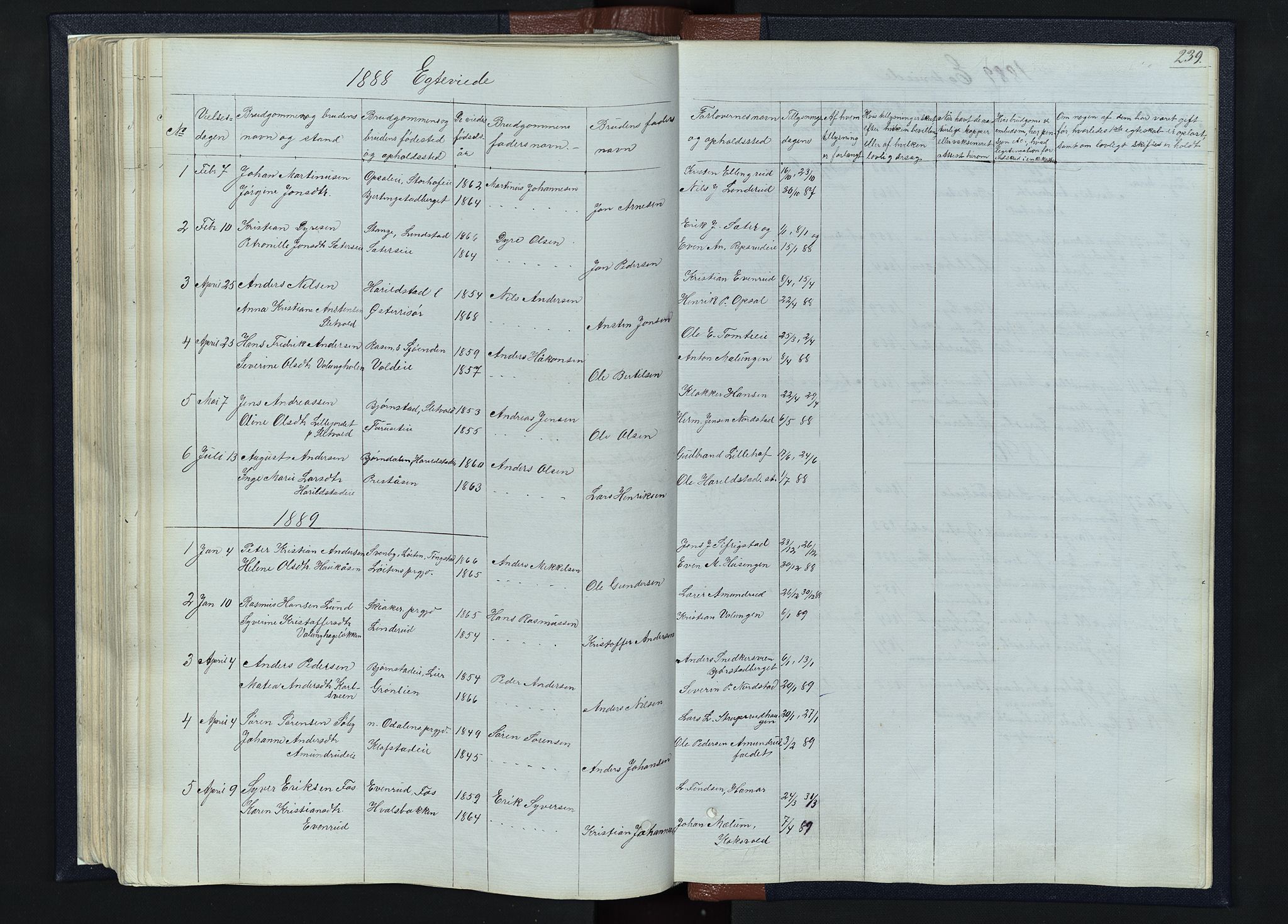 Romedal prestekontor, AV/SAH-PREST-004/L/L0010: Klokkerbok nr. 10, 1860-1895, s. 239