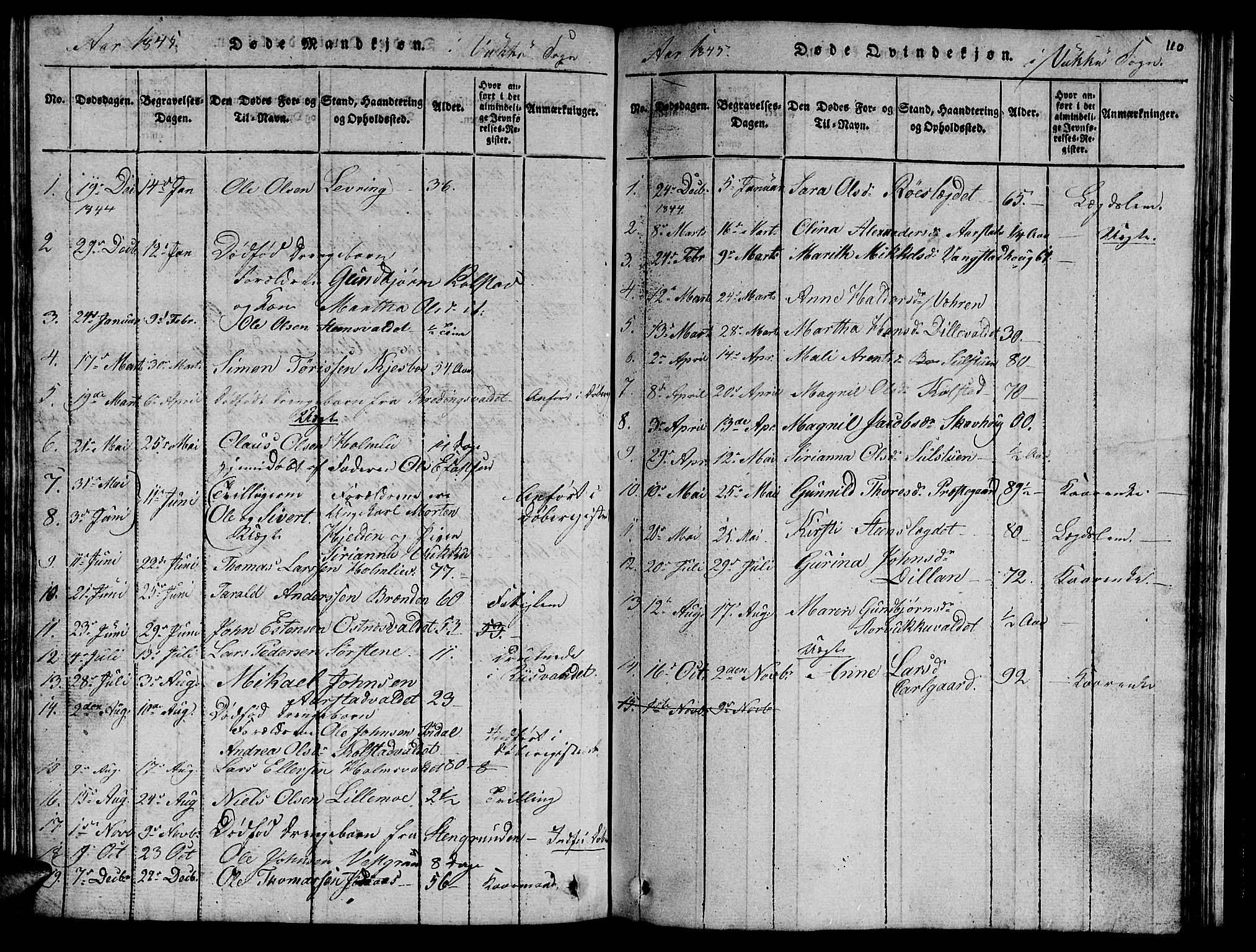 Ministerialprotokoller, klokkerbøker og fødselsregistre - Nord-Trøndelag, AV/SAT-A-1458/723/L0251: Klokkerbok nr. 723C01 /2, 1843-1845, s. 110