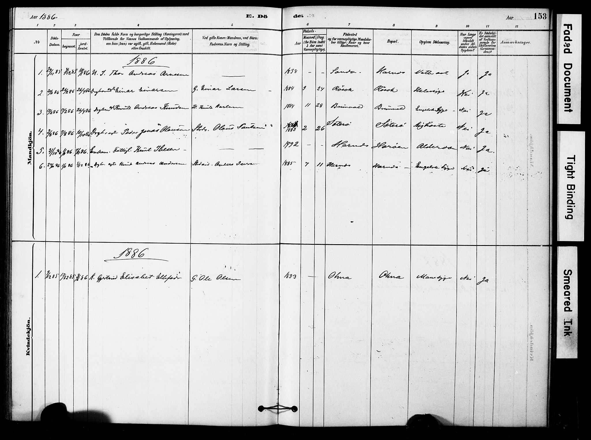 Ministerialprotokoller, klokkerbøker og fødselsregistre - Møre og Romsdal, AV/SAT-A-1454/561/L0729: Ministerialbok nr. 561A03, 1878-1900, s. 153