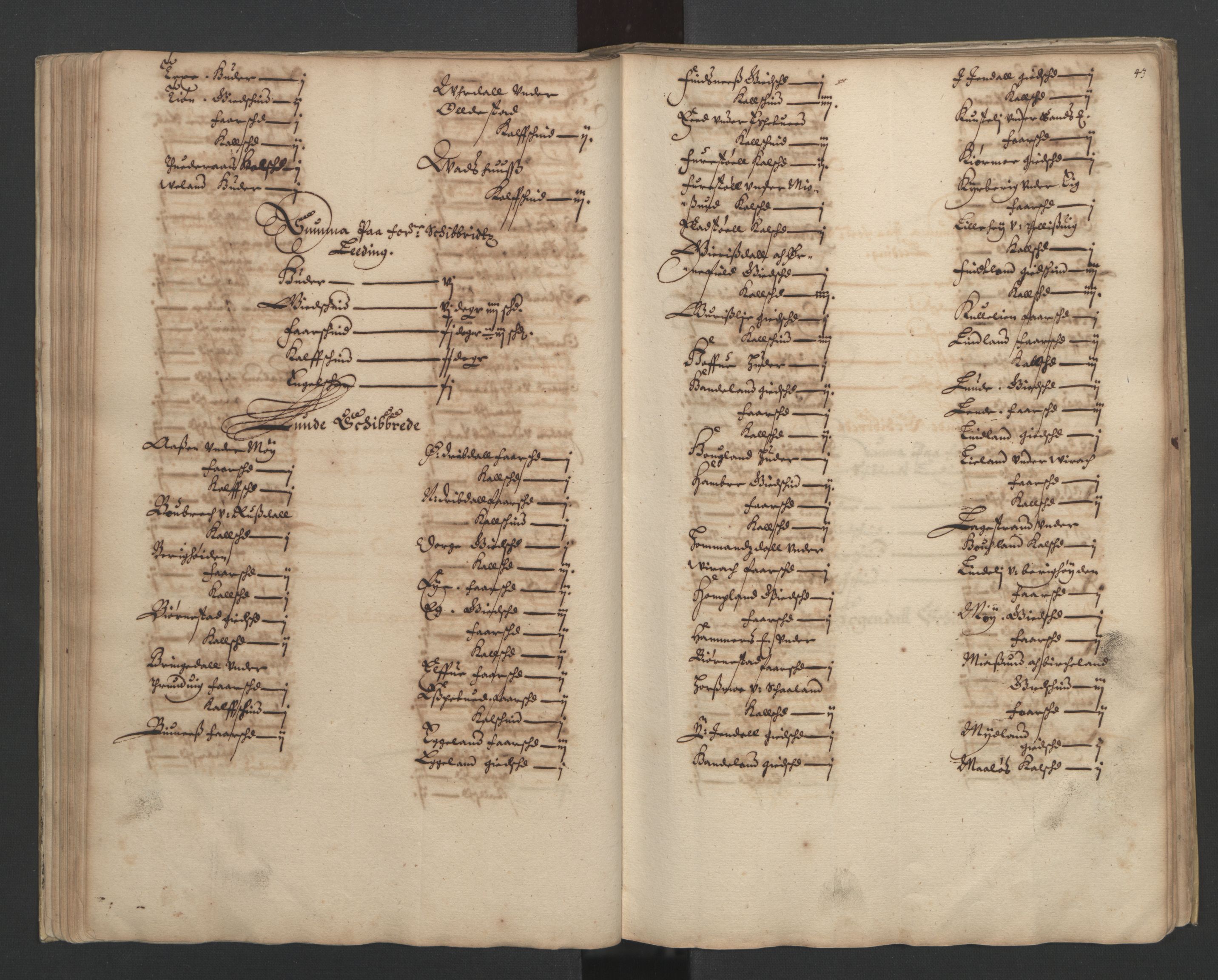 Rentekammeret inntil 1814, Realistisk ordnet avdeling, AV/RA-EA-4070/L/L0023/0002: Stavanger lagdømme: / [B]: Kronens jordebok., 1661, s. 42b-43a