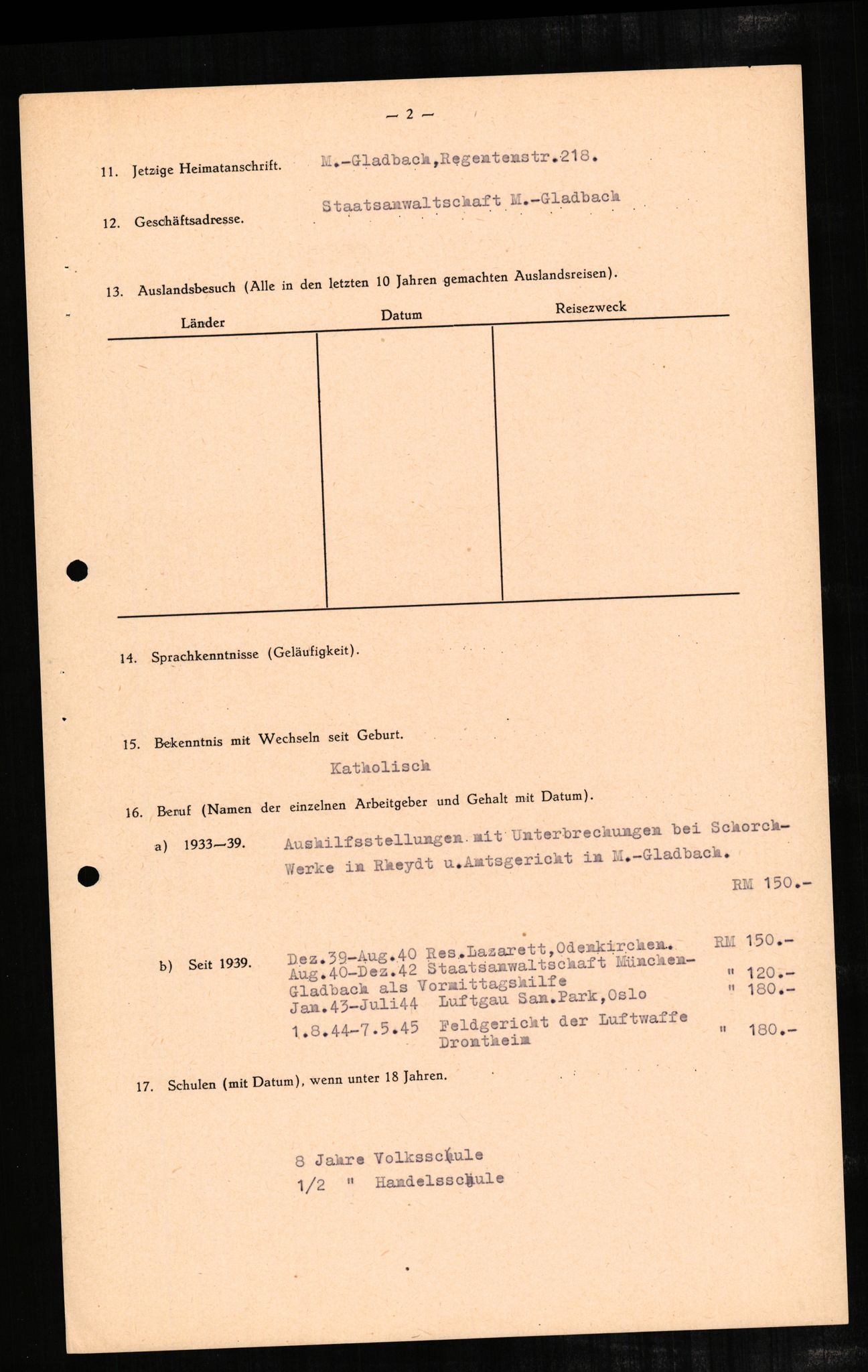 Forsvaret, Forsvarets overkommando II, AV/RA-RAFA-3915/D/Db/L0002: CI Questionaires. Tyske okkupasjonsstyrker i Norge. Tyskere., 1945-1946, s. 399