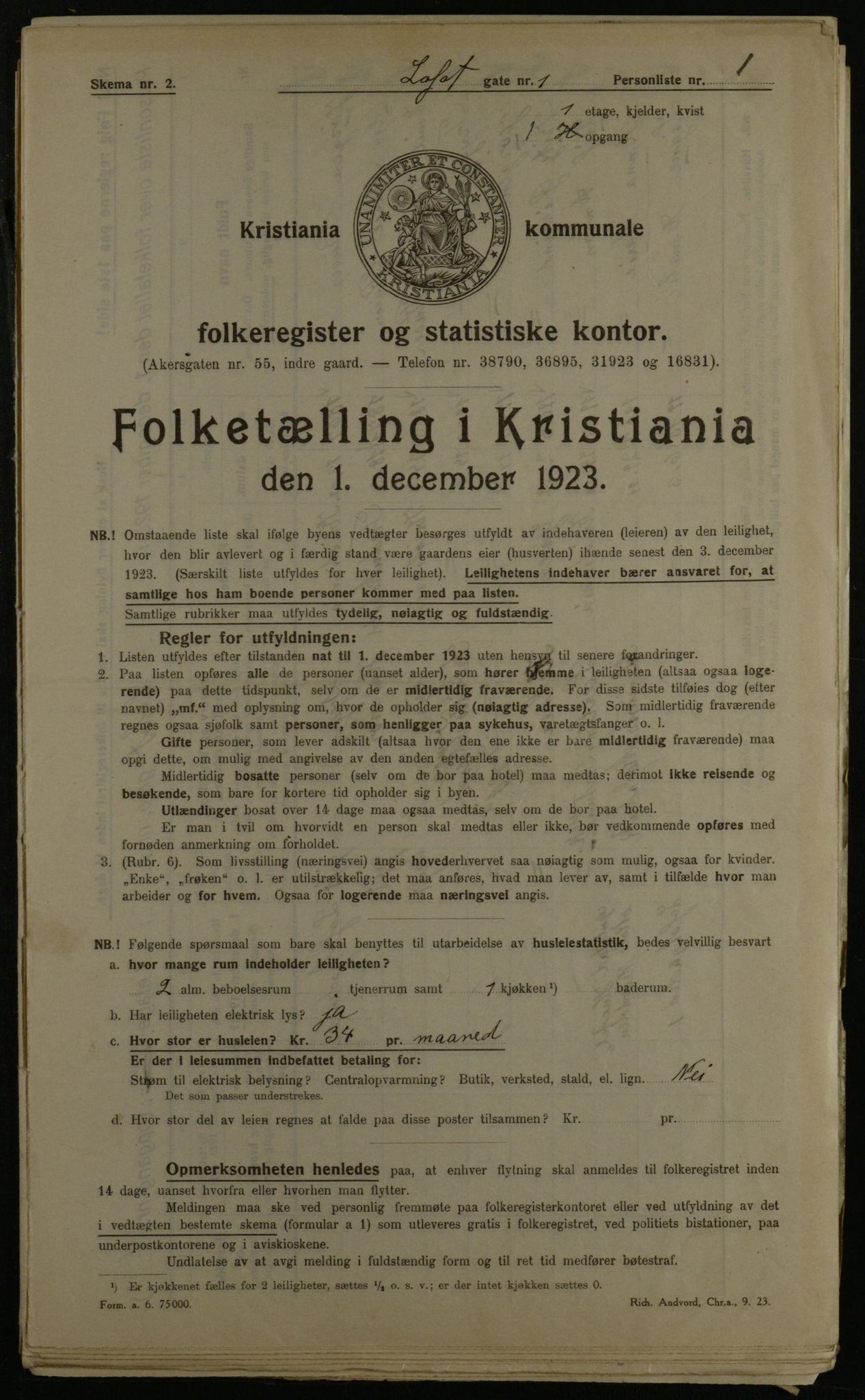 OBA, Kommunal folketelling 1.12.1923 for Kristiania, 1923, s. 64871