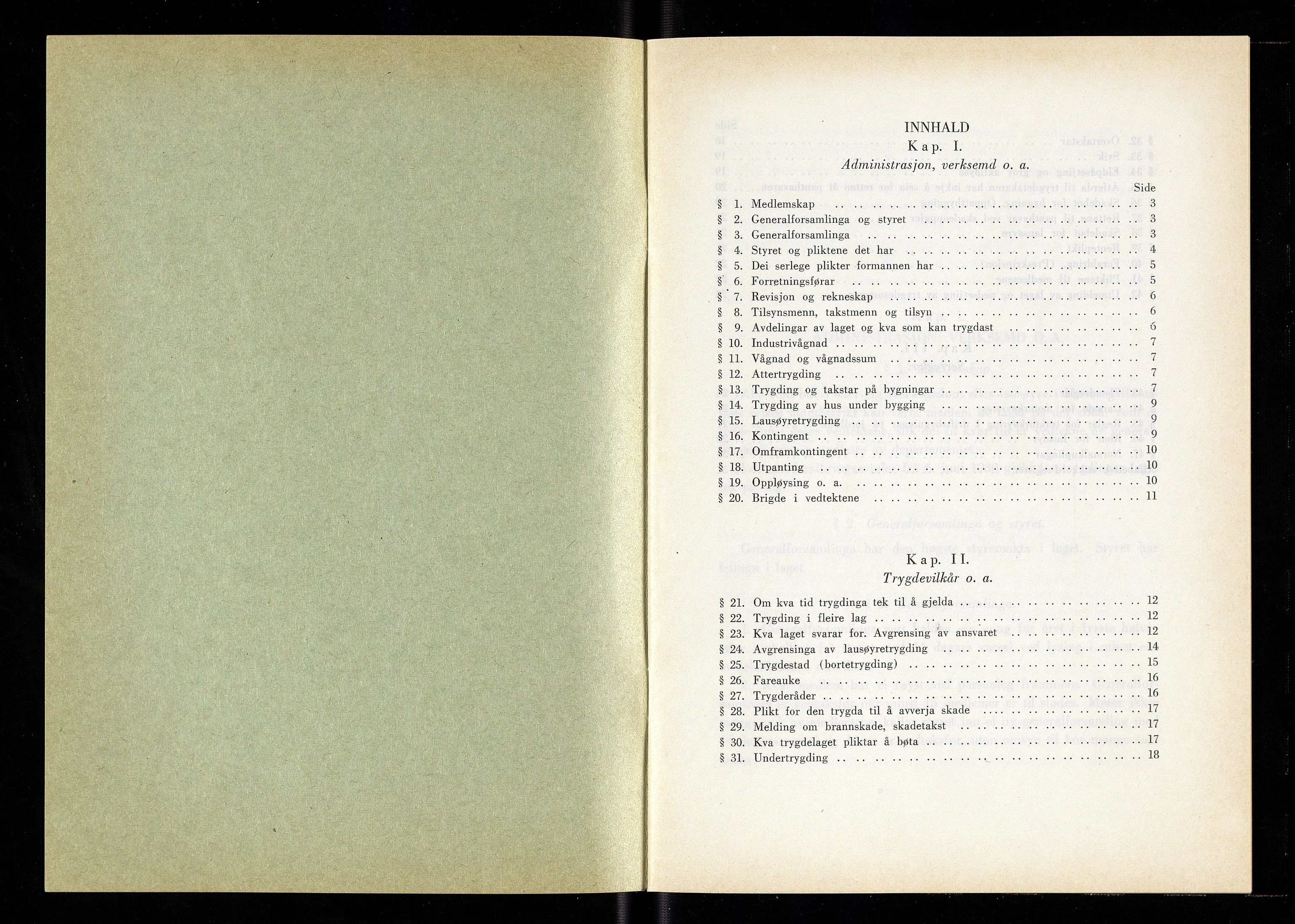 Veøy Branntrygdelag, ROMS/R.Ark.1005/Y/L0001: Vedtekter for Veøy Gjensidige Branntrygdelag. Plan for Veøy Branntrygdelag., 1955