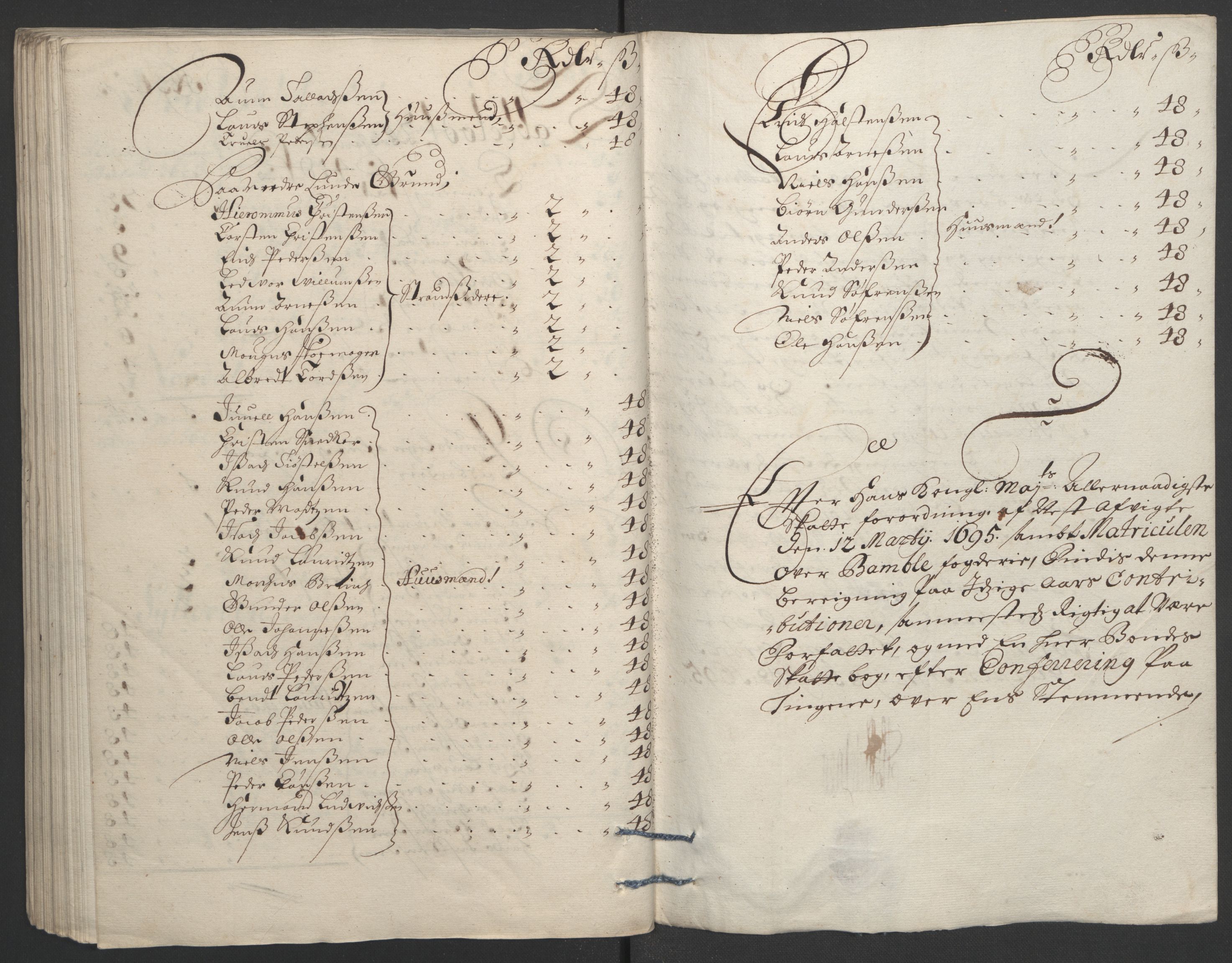 Rentekammeret inntil 1814, Reviderte regnskaper, Fogderegnskap, AV/RA-EA-4092/R36/L2093: Fogderegnskap Øvre og Nedre Telemark og Bamble, 1695, s. 437