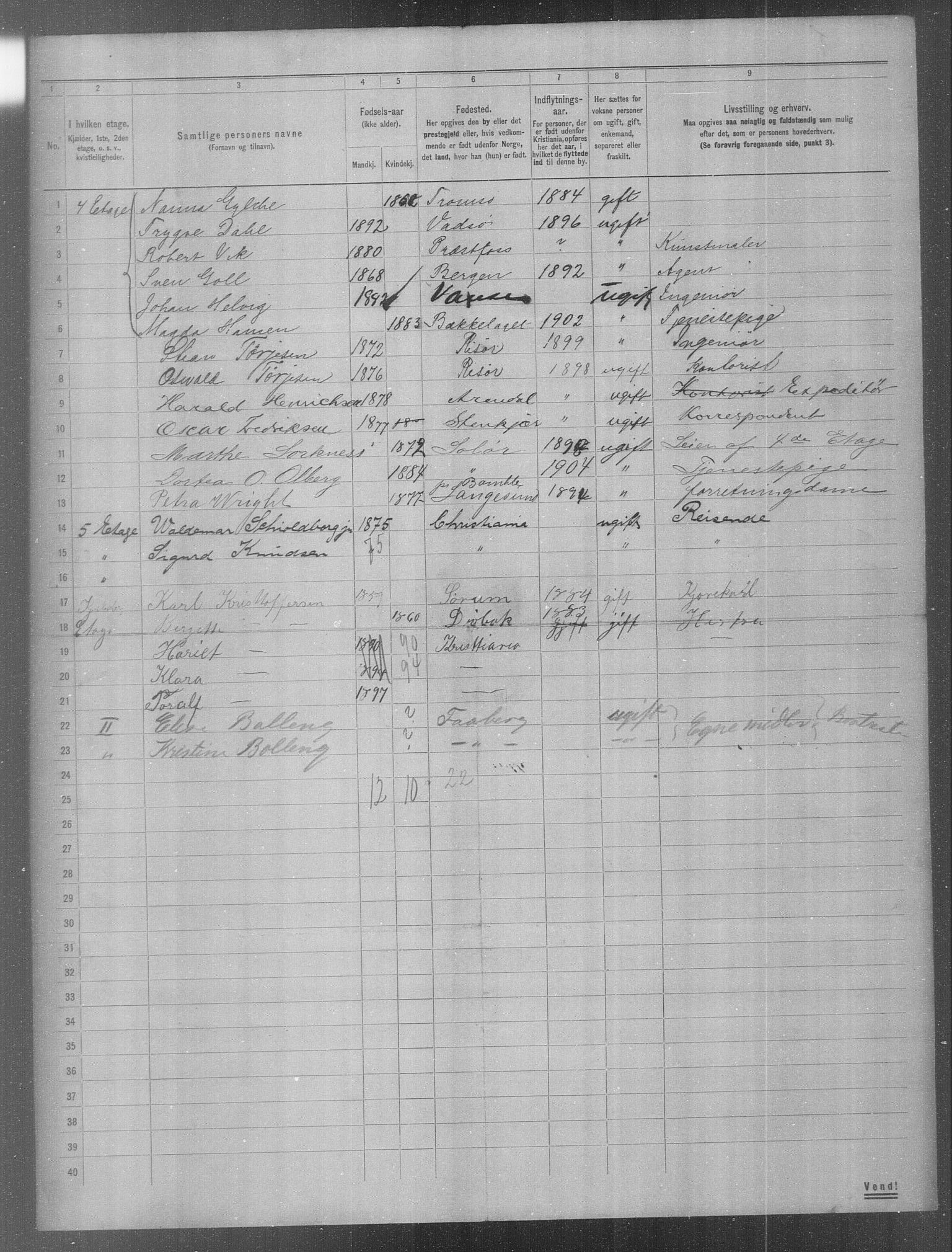OBA, Kommunal folketelling 31.12.1904 for Kristiania kjøpstad, 1904, s. 510