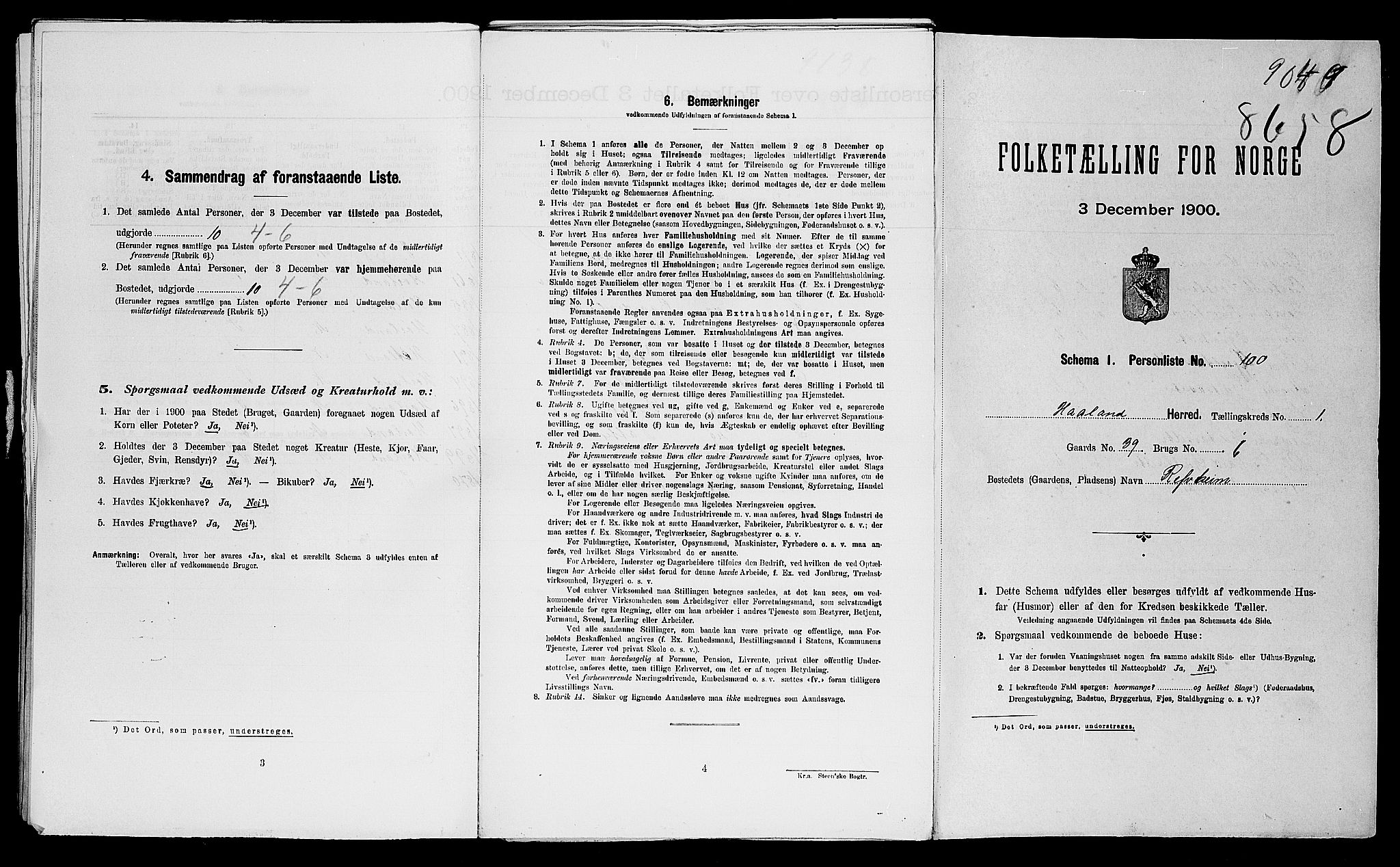 SAST, Folketelling 1900 for 1124 Haaland herred, 1900, s. 48
