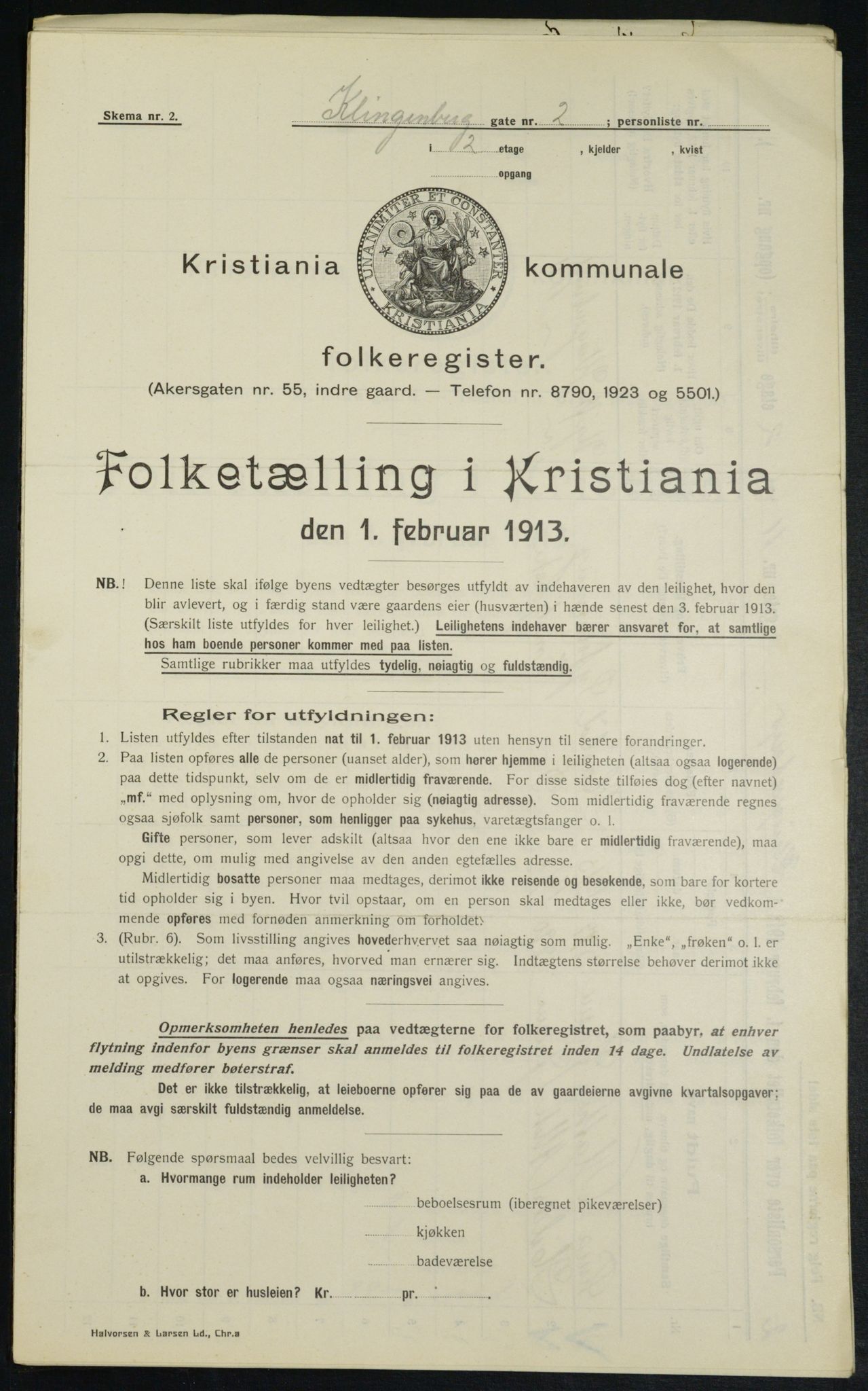 OBA, Kommunal folketelling 1.2.1913 for Kristiania, 1913, s. 51611