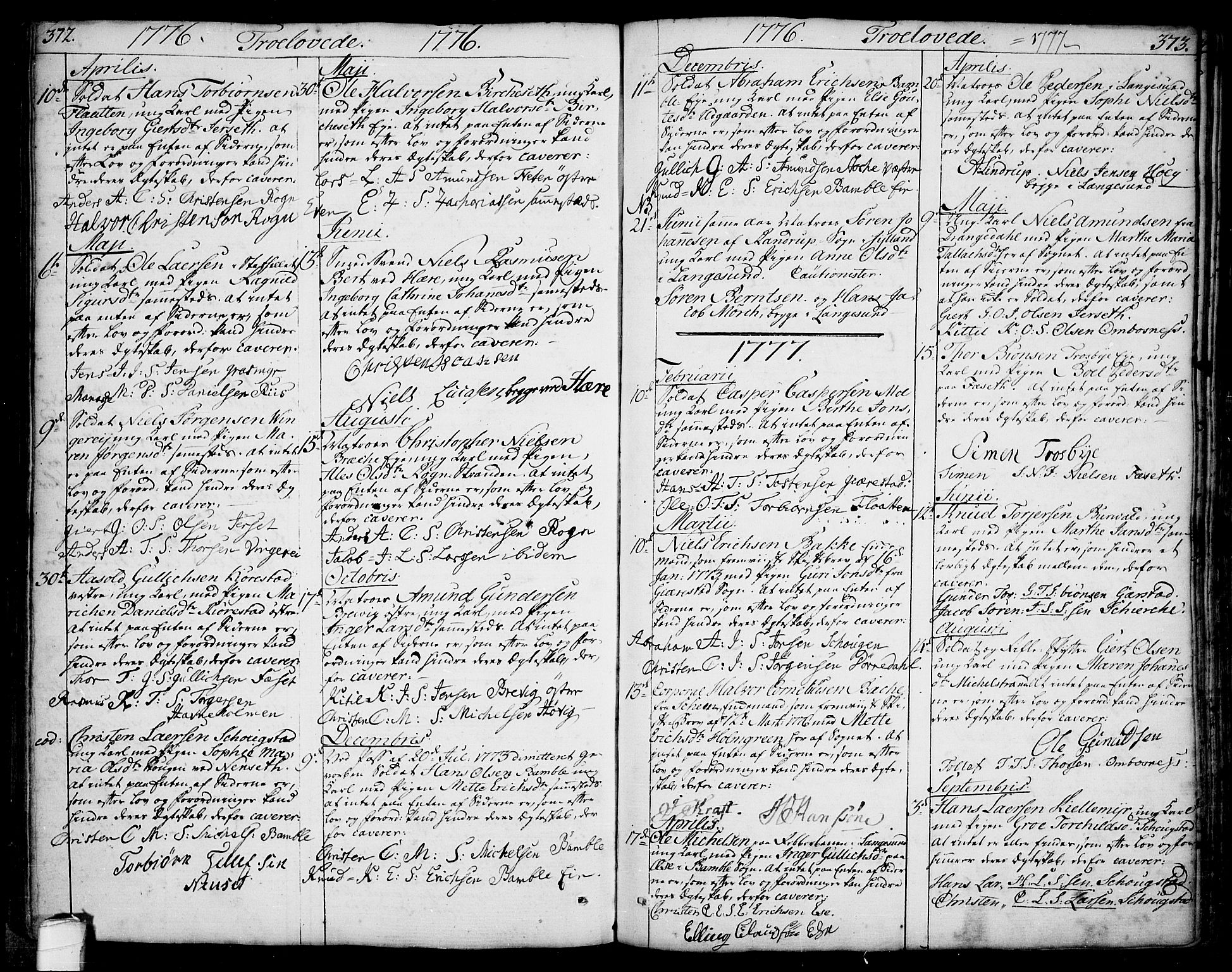 Bamble kirkebøker, AV/SAKO-A-253/F/Fa/L0002: Ministerialbok nr. I 2, 1775-1814, s. 372-373