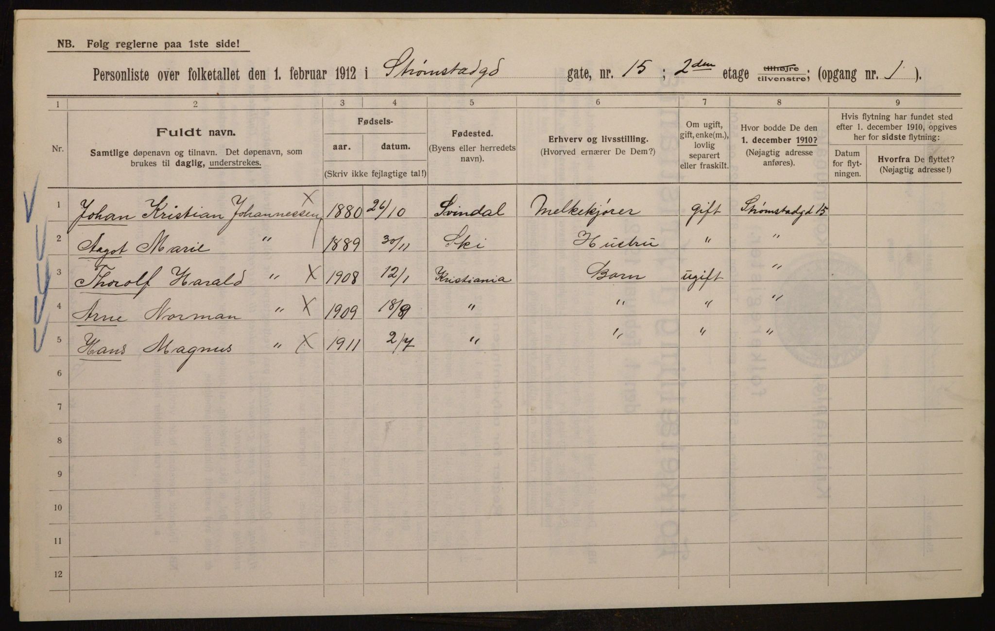 OBA, Kommunal folketelling 1.2.1912 for Kristiania, 1912, s. 103946