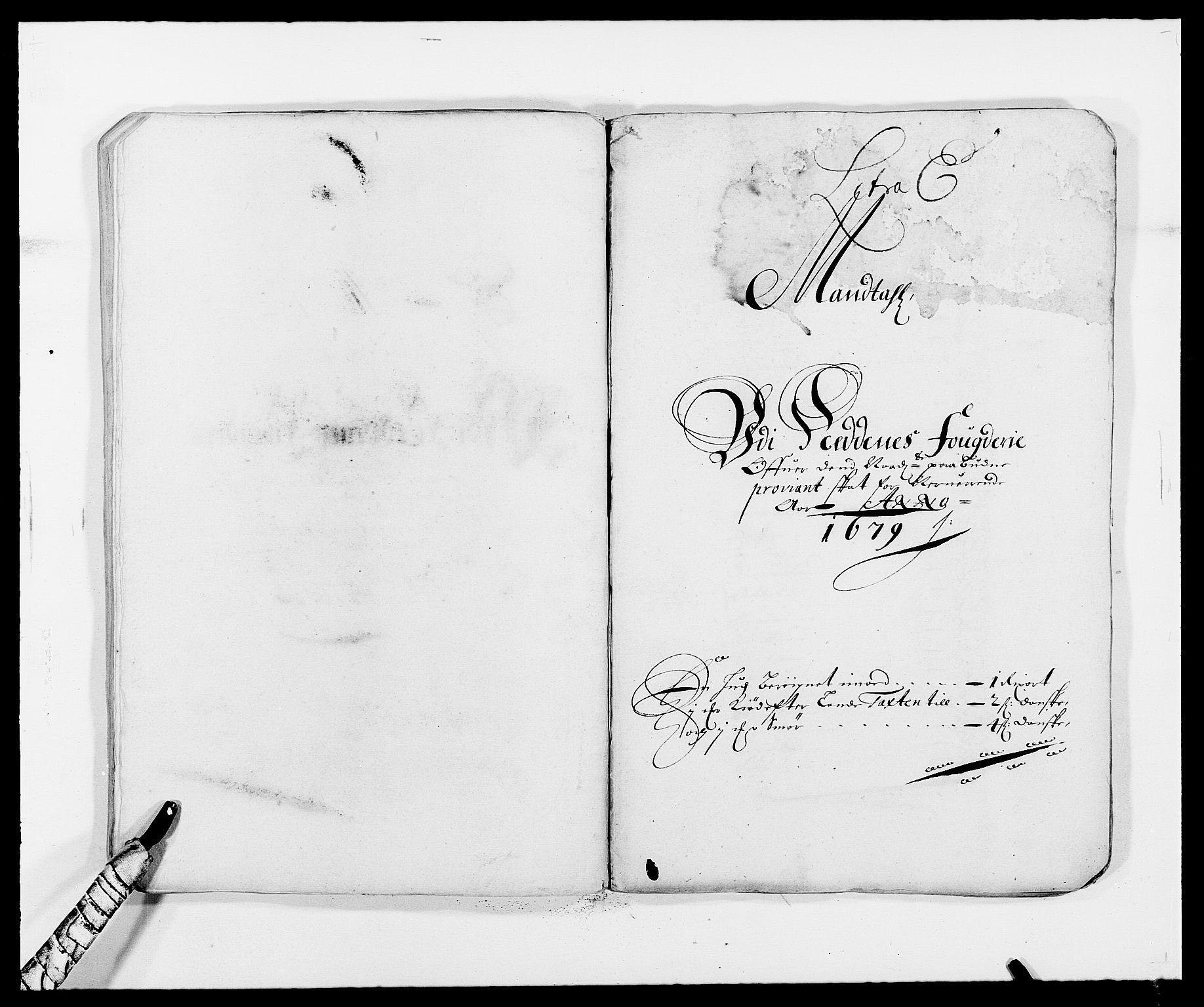 Rentekammeret inntil 1814, Reviderte regnskaper, Fogderegnskap, AV/RA-EA-4092/R39/L2303: Fogderegnskap Nedenes, 1679, s. 97