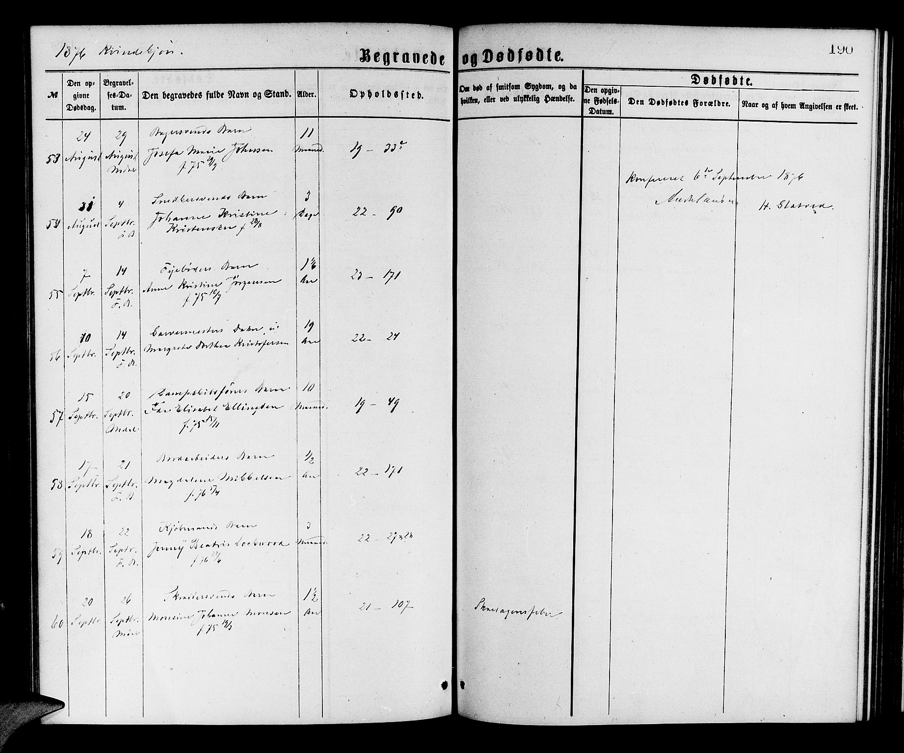 Korskirken sokneprestembete, AV/SAB-A-76101/H/Hab: Klokkerbok nr. E 3, 1871-1883, s. 190