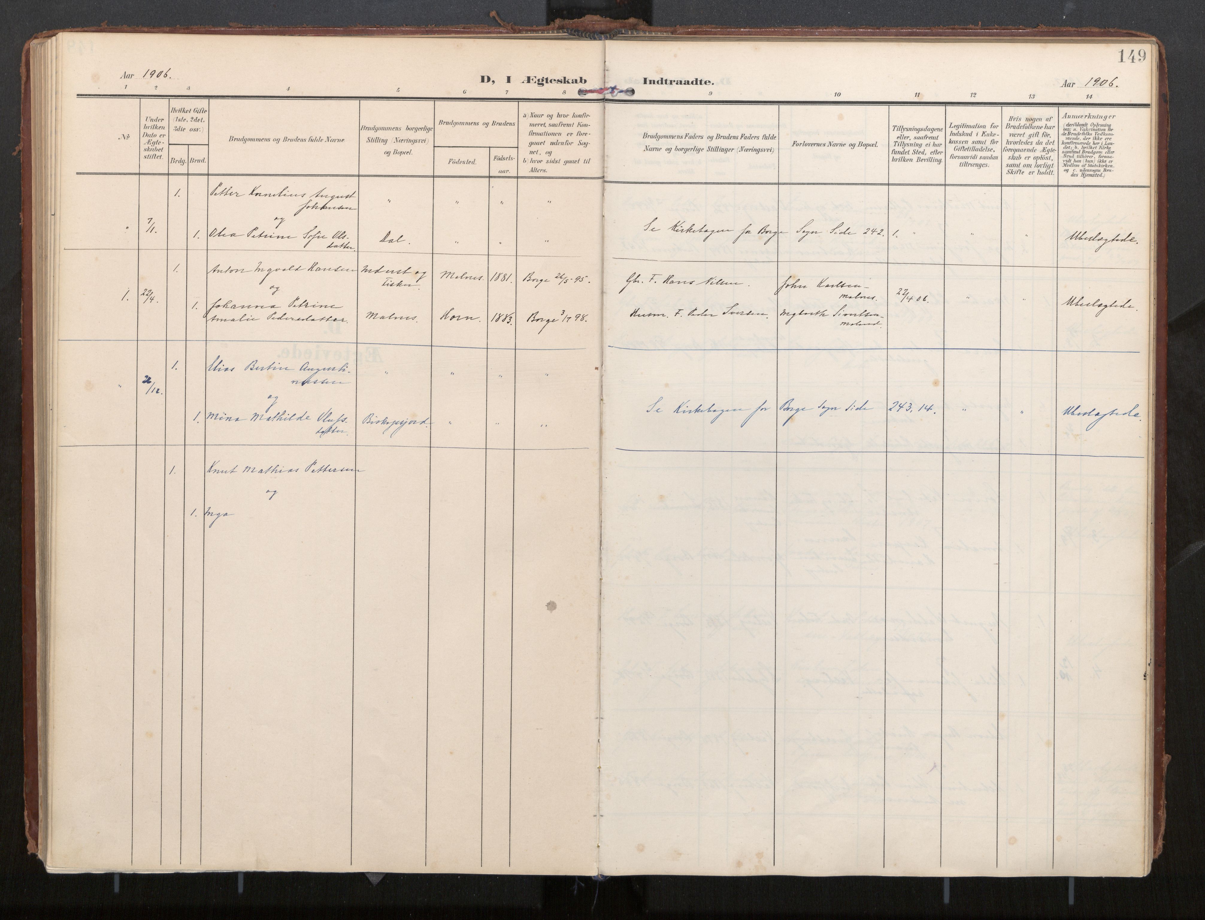 Ministerialprotokoller, klokkerbøker og fødselsregistre - Nordland, AV/SAT-A-1459/884/L1194: Ministerialbok nr. 884A02, 1906-1937, s. 149