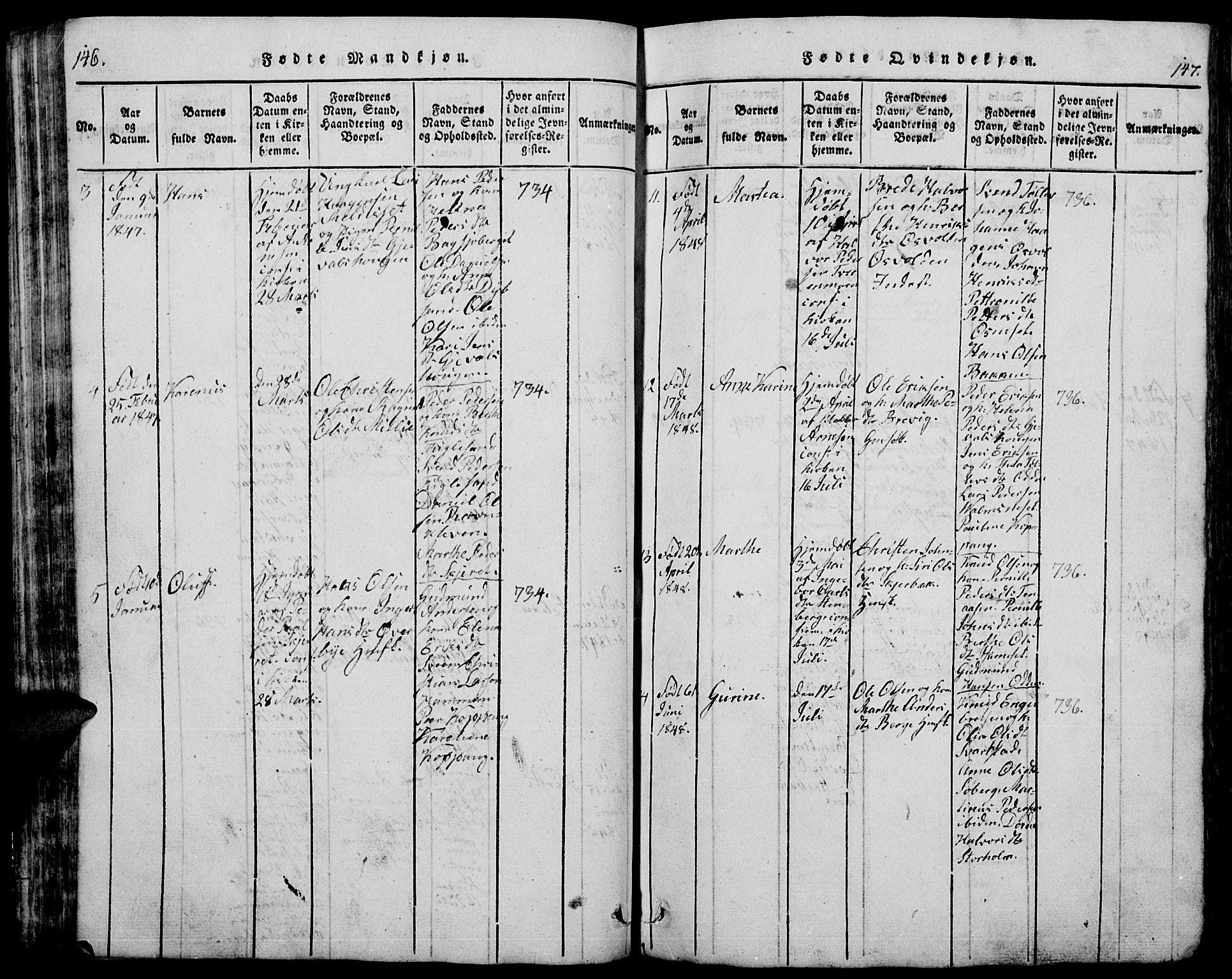 Trysil prestekontor, AV/SAH-PREST-046/H/Ha/Hab/L0005: Klokkerbok nr. 5, 1814-1877, s. 146-147