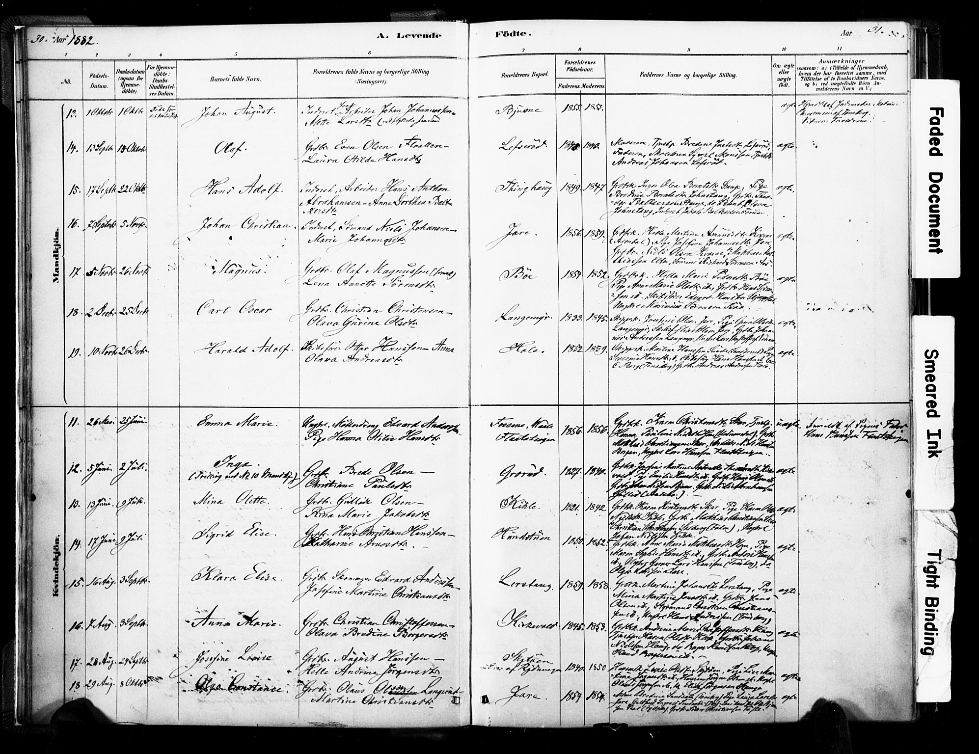 Ramnes kirkebøker, AV/SAKO-A-314/F/Fa/L0007: Ministerialbok nr. I 7, 1878-1895, s. 30-31