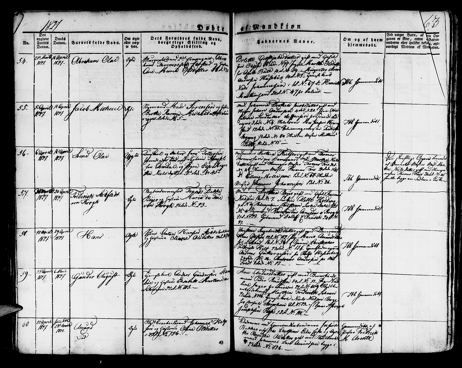 Korskirken sokneprestembete, AV/SAB-A-76101/H/Haa/L0014: Ministerialbok nr. A 14, 1823-1835, s. 63