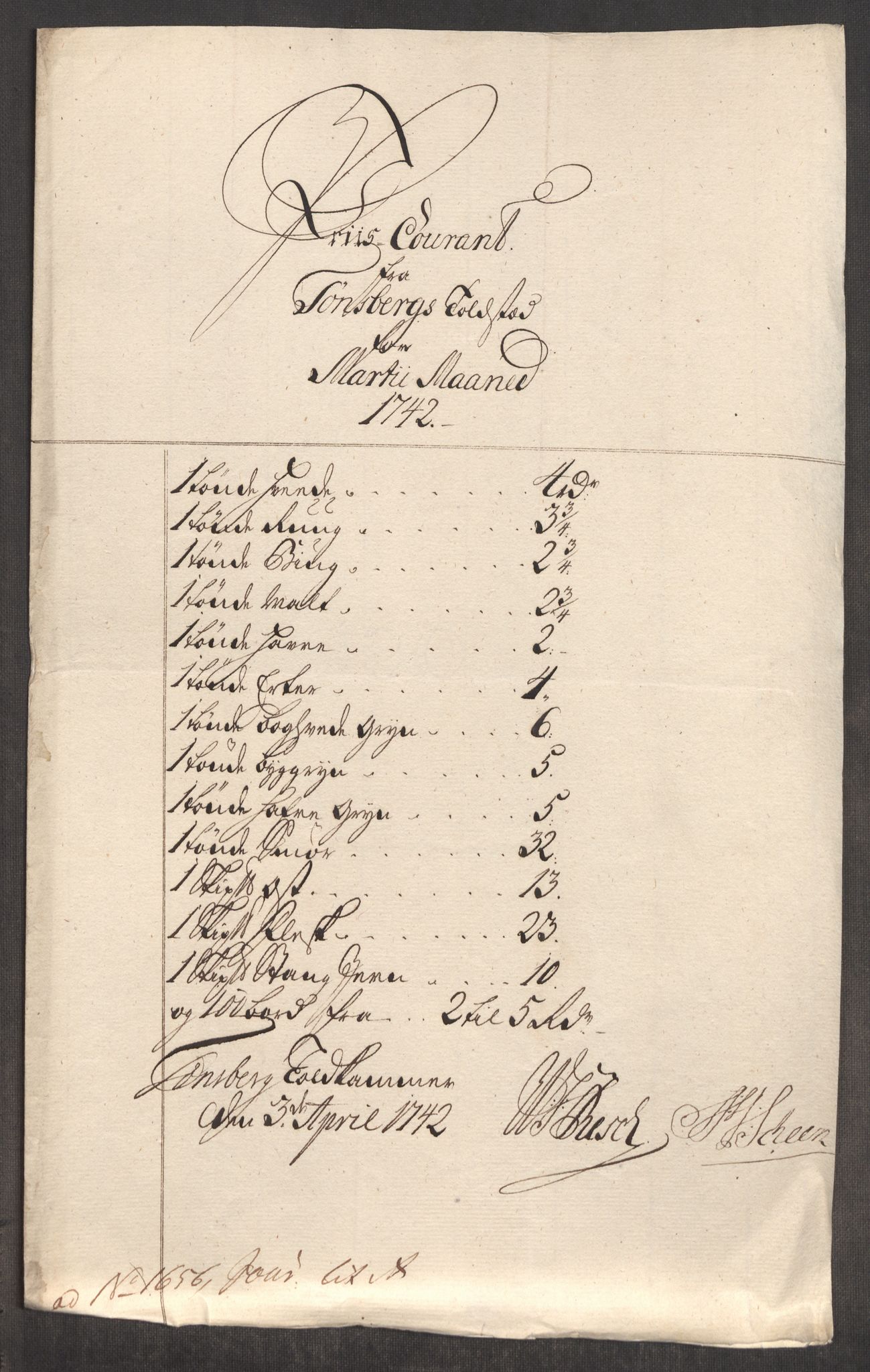 Rentekammeret inntil 1814, Realistisk ordnet avdeling, AV/RA-EA-4070/Oe/L0002: [Ø1]: Priskuranter, 1740-1744, s. 490