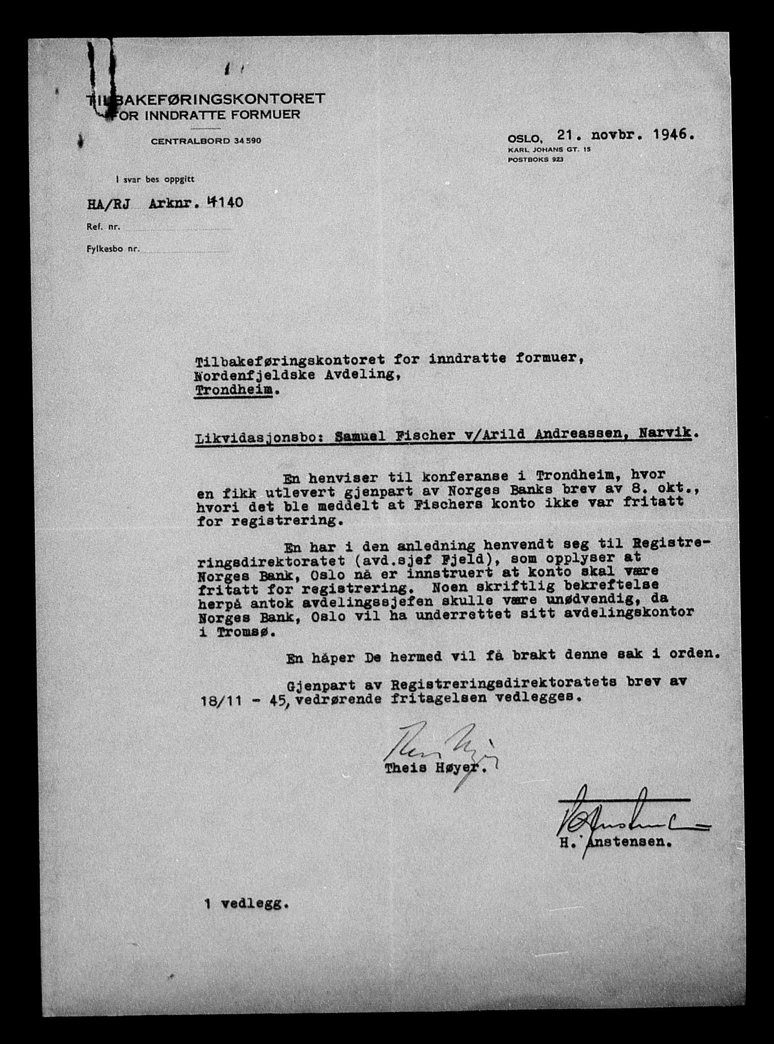 Justisdepartementet, Tilbakeføringskontoret for inndratte formuer, AV/RA-S-1564/H/Hc/Hcb/L0913: --, 1945-1947, s. 15