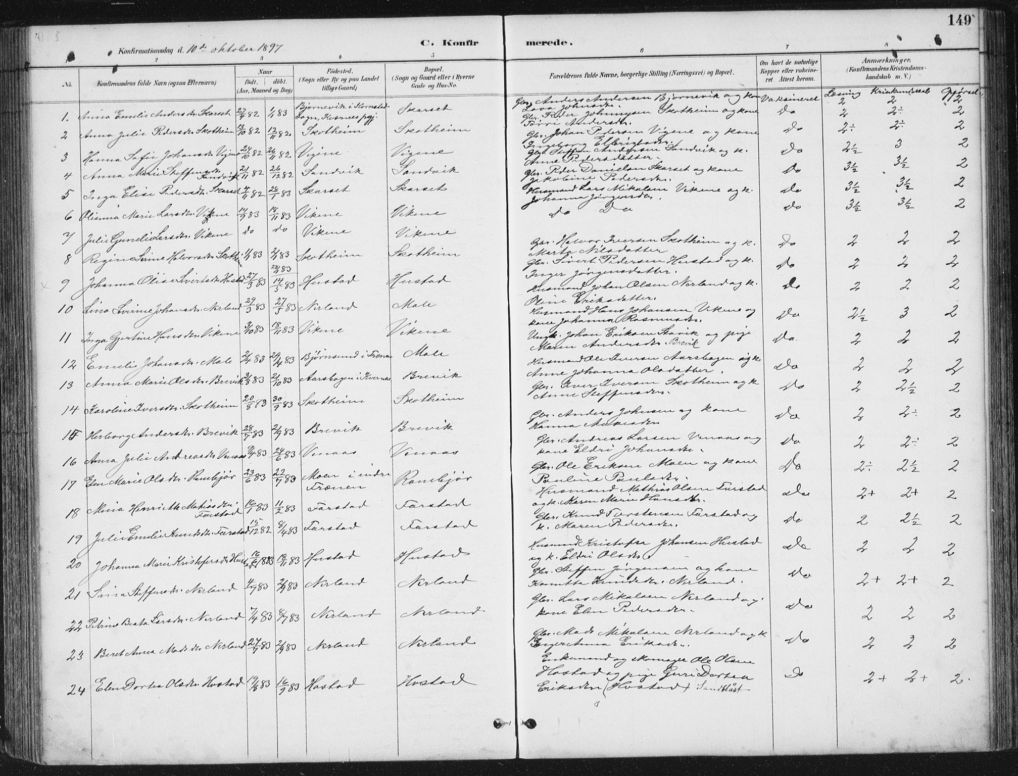 Ministerialprotokoller, klokkerbøker og fødselsregistre - Møre og Romsdal, AV/SAT-A-1454/567/L0783: Klokkerbok nr. 567C03, 1887-1903, s. 149