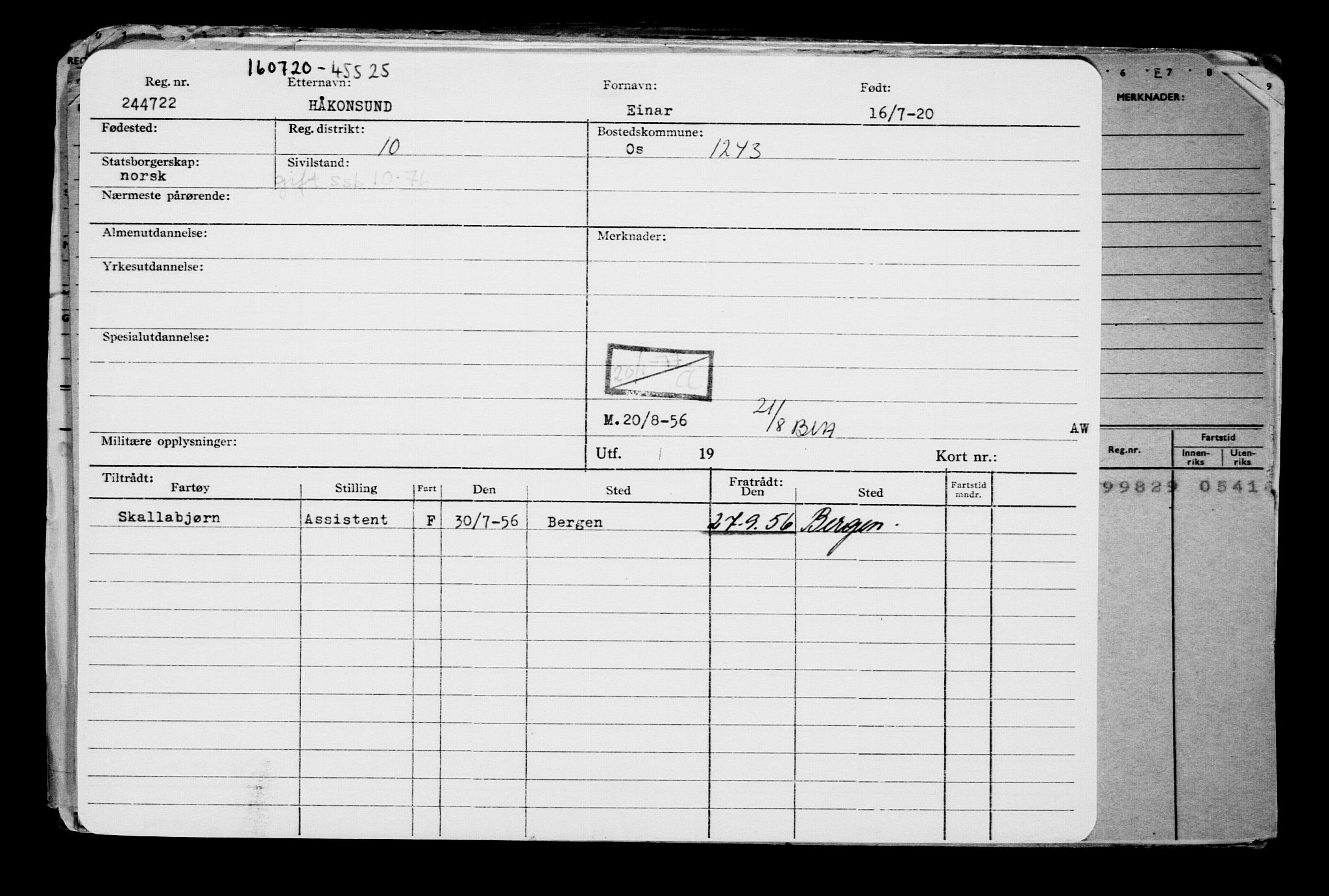 Direktoratet for sjømenn, AV/RA-S-3545/G/Gb/L0183: Hovedkort, 1920, s. 395