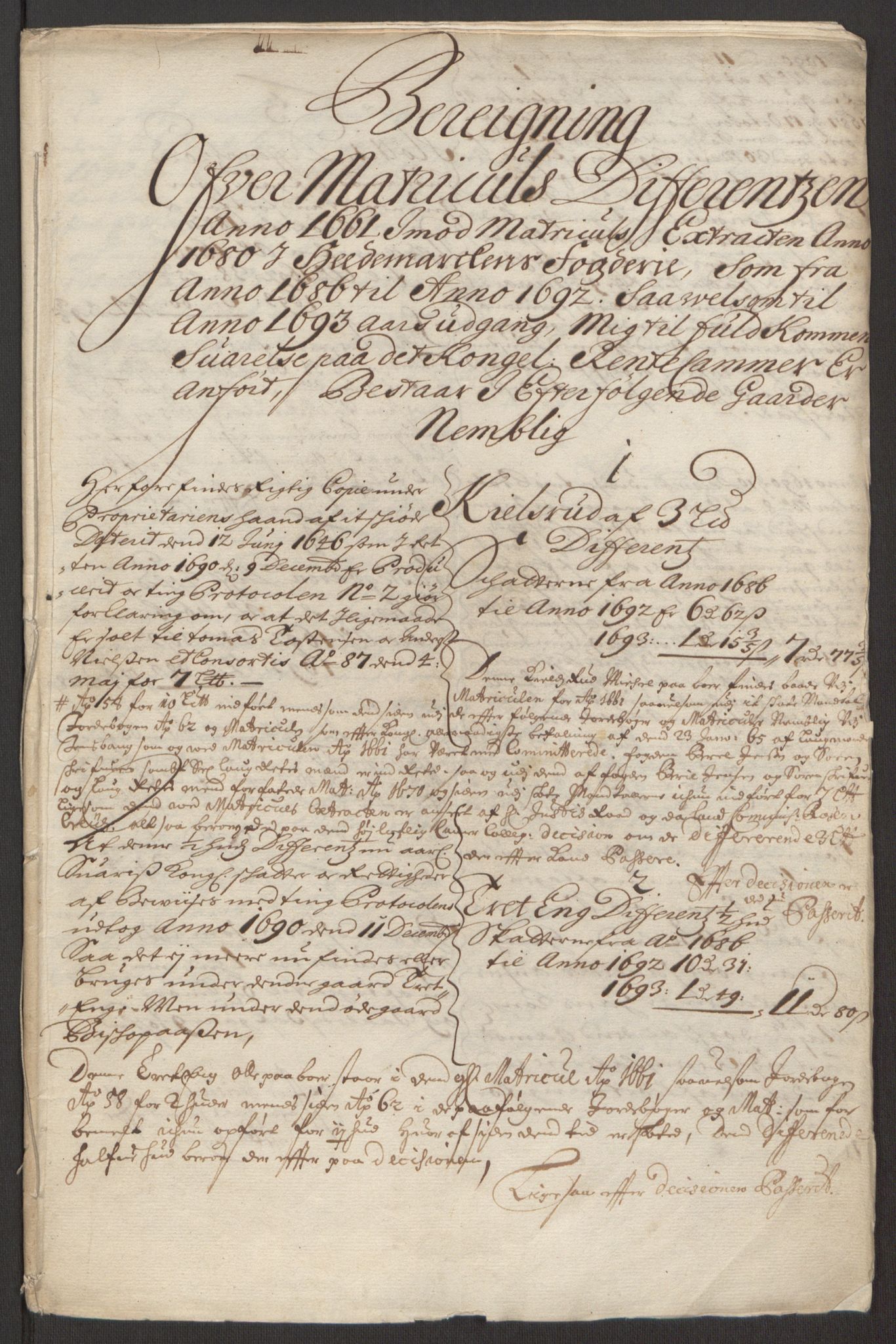 Rentekammeret inntil 1814, Reviderte regnskaper, Fogderegnskap, RA/EA-4092/R16/L1034: Fogderegnskap Hedmark, 1693, s. 276