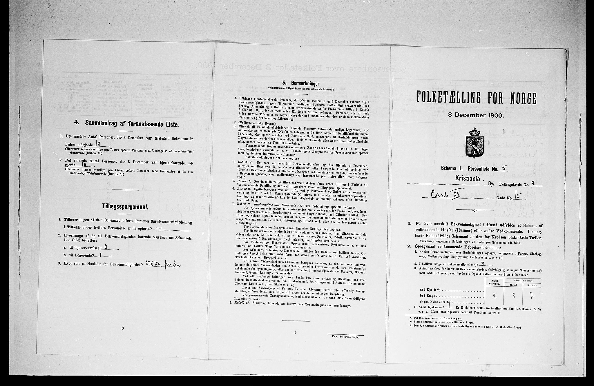 SAO, Folketelling 1900 for 0301 Kristiania kjøpstad, 1900, s. 11025