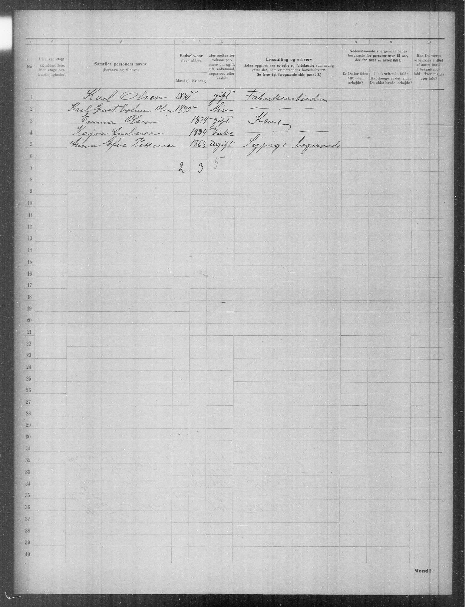 OBA, Kommunal folketelling 31.12.1903 for Kristiania kjøpstad, 1903, s. 11807