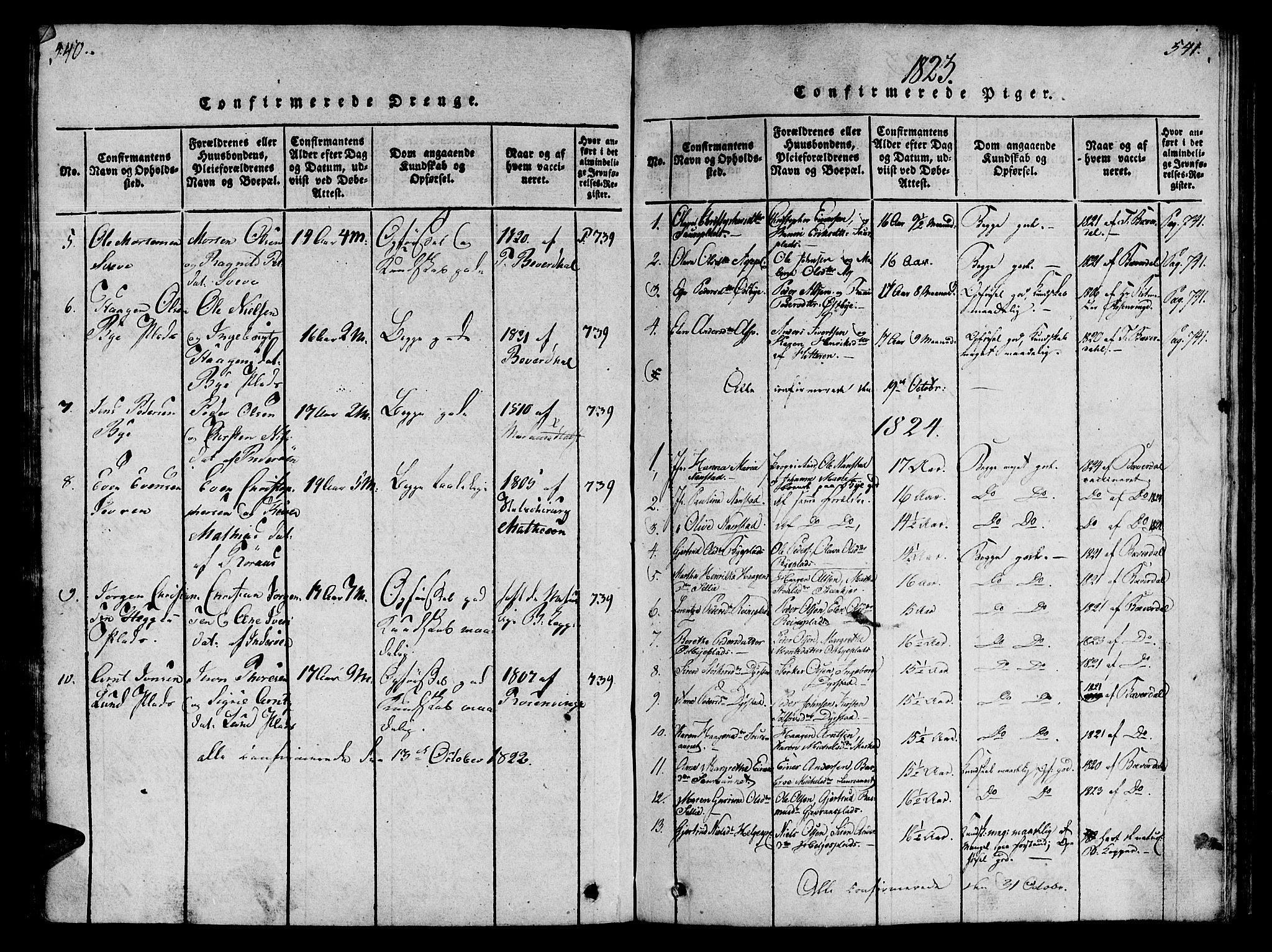 Ministerialprotokoller, klokkerbøker og fødselsregistre - Nord-Trøndelag, SAT/A-1458/746/L0441: Ministerialbok nr. 746A03 /3, 1816-1827, s. 540-541
