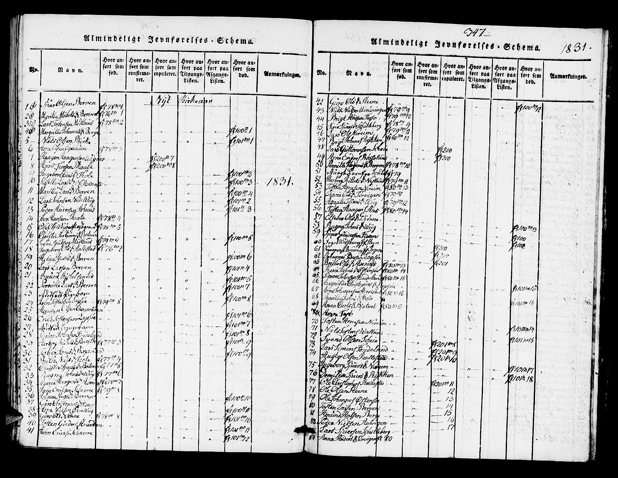 Kvam sokneprestembete, AV/SAB-A-76201/H/Hab: Klokkerbok nr. A 1, 1818-1832, s. 347