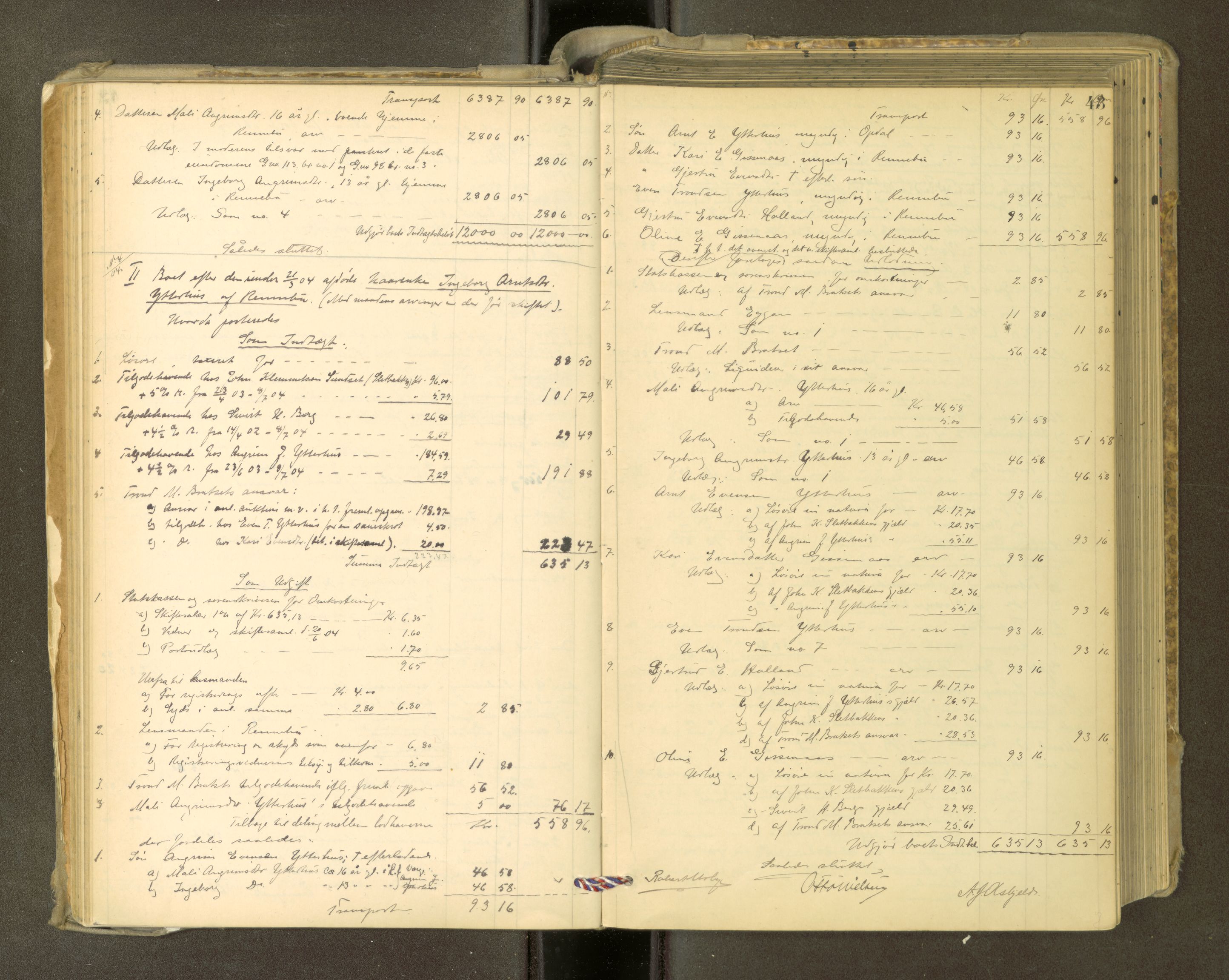 Orkdal sorenskriveri, AV/SAT-A-4169/1/3/3Aa/L0015: Skifteprotokoller, 1902-1915, s. 42b-43a