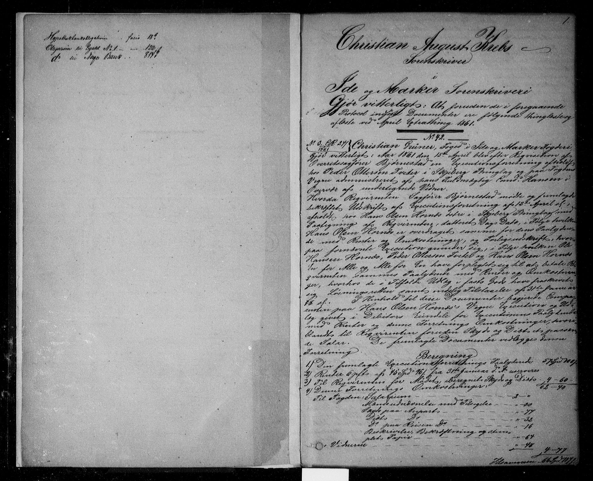 Idd og Marker sorenskriveri, SAO/A-10283/G/Gb/Gba/L0012a: Pantebok nr. 12a, 1861-1863, s. 1