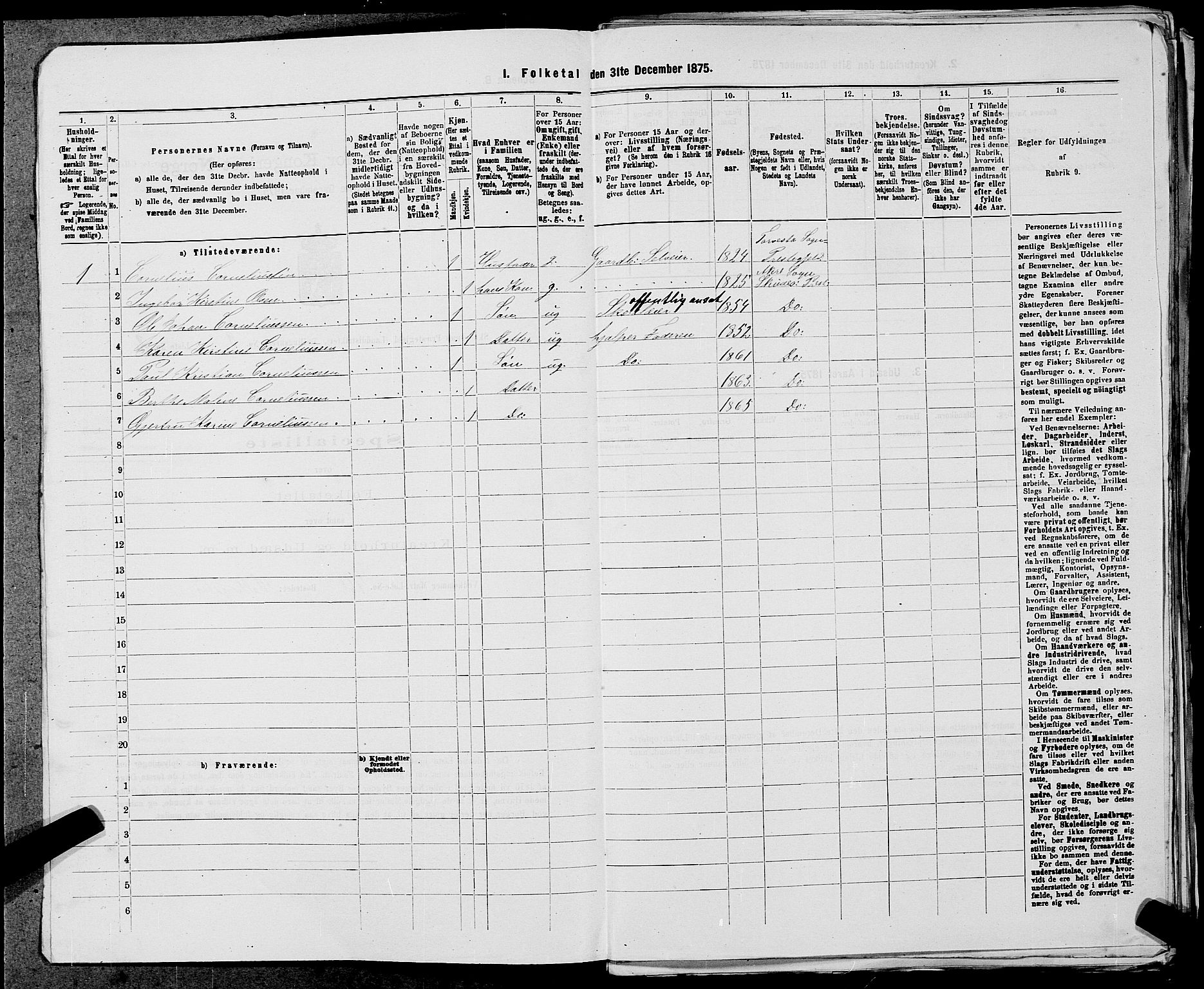 SAST, Folketelling 1875 for 1150L Skudenes prestegjeld, Falnes sokn, Åkra sokn og Ferkingstad sokn, 1875, s. 230