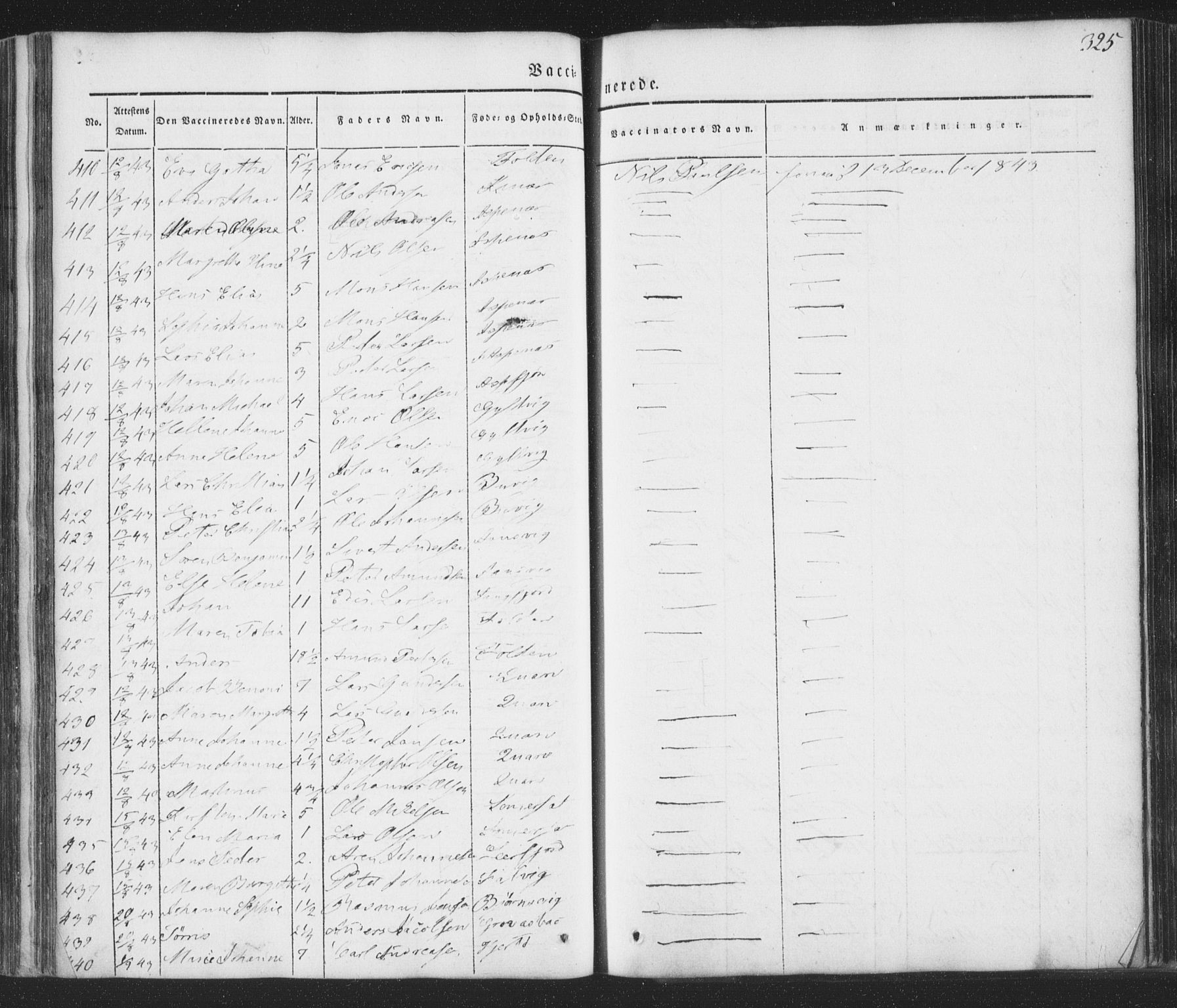 Ministerialprotokoller, klokkerbøker og fødselsregistre - Nordland, AV/SAT-A-1459/853/L0769: Ministerialbok nr. 853A08, 1836-1856, s. 325