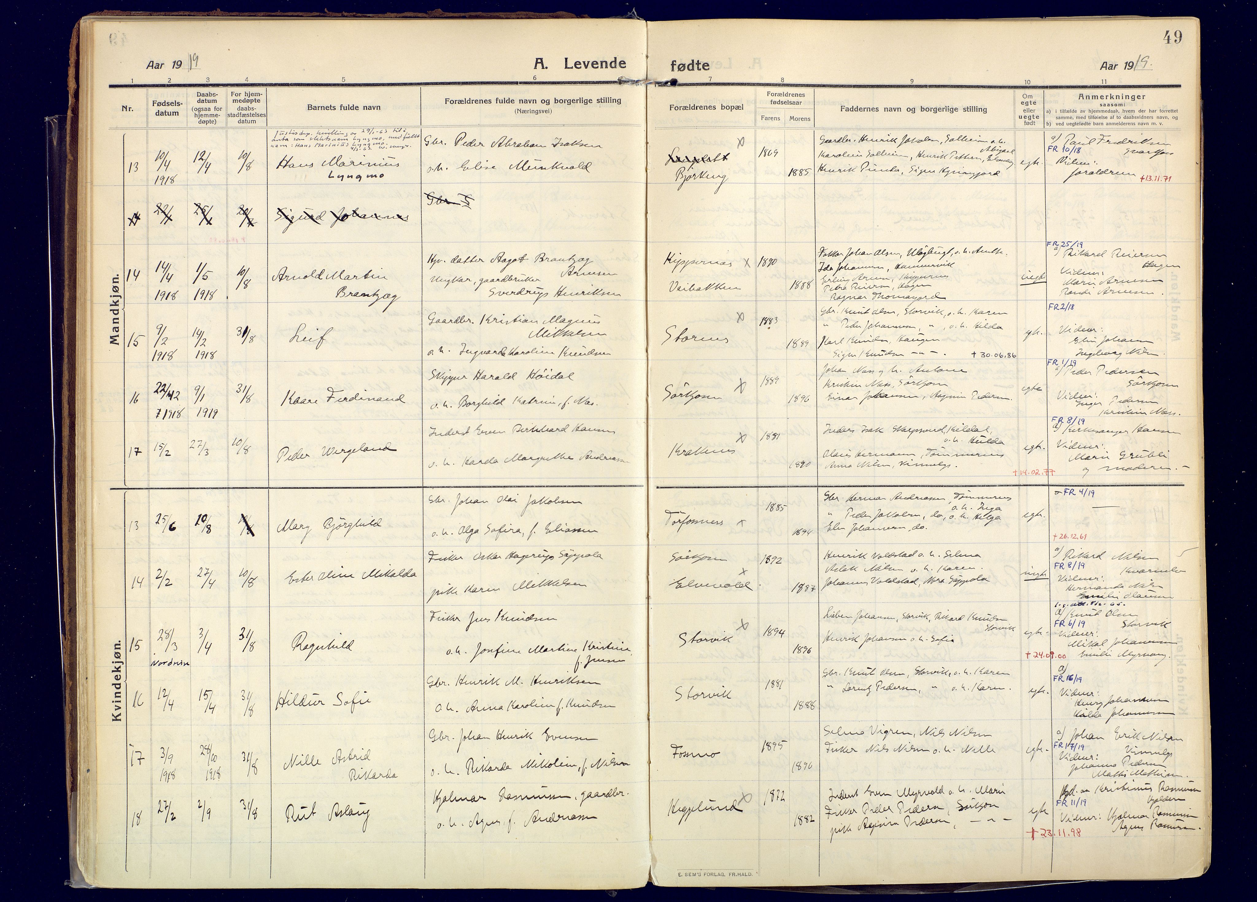Skjervøy sokneprestkontor, AV/SATØ-S-1300/H/Ha/Haa: Ministerialbok nr. 20, 1911-1931, s. 49