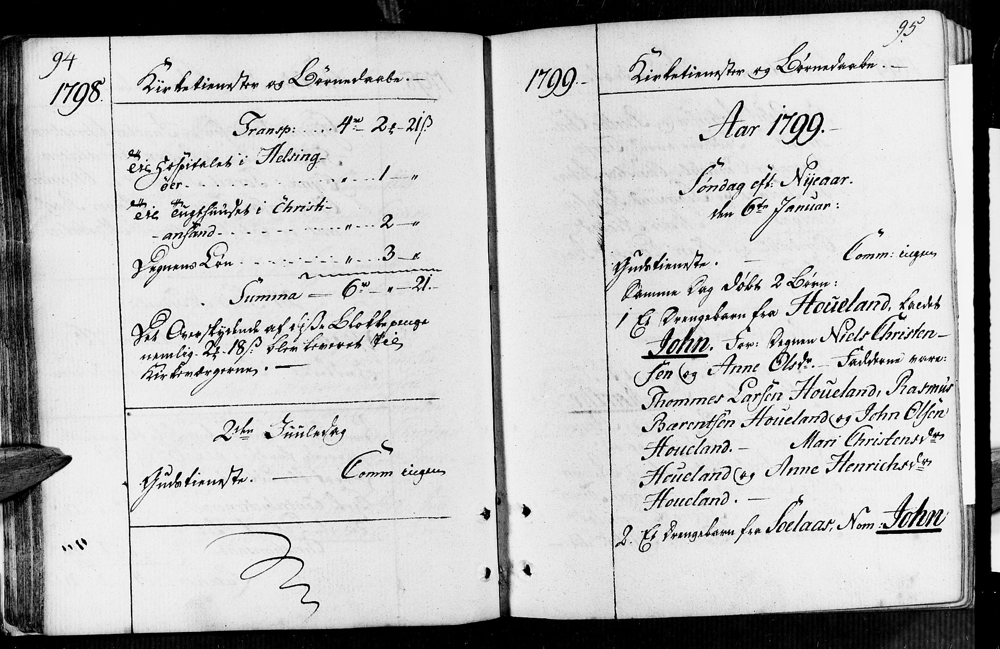 Vennesla sokneprestkontor, AV/SAK-1111-0045/Fa/Faa/L0002: Ministerialbok nr. A 2, 1785-1834, s. 94-95